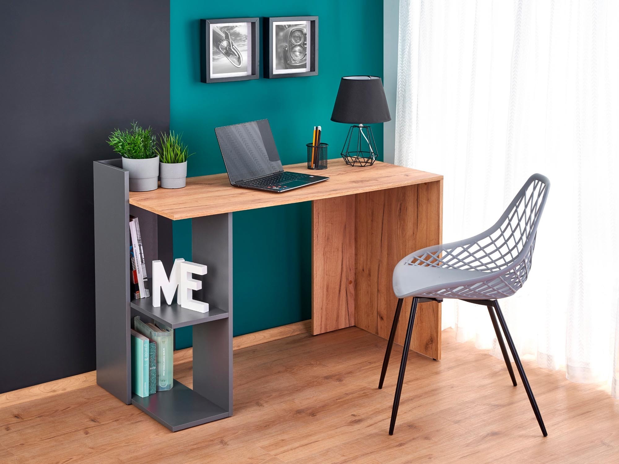 Skrivebord Houston 825 (Egetræ + Antracit)