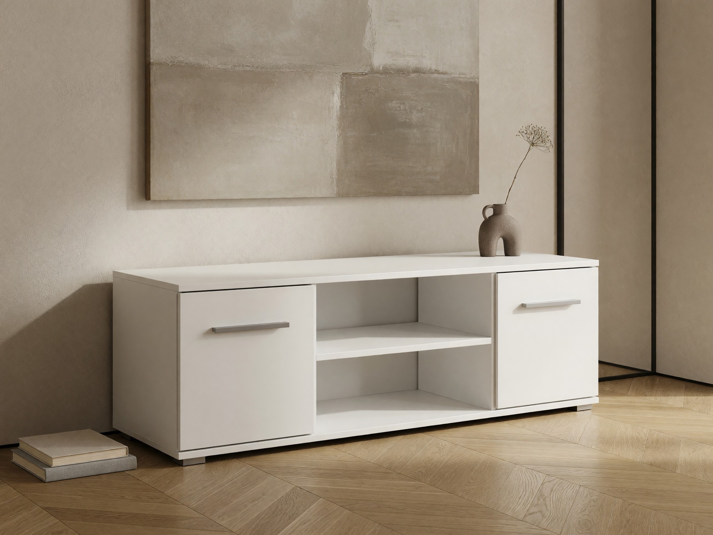 TV-bord Cirveso 109 (Hvid + Glansfuld hvid)