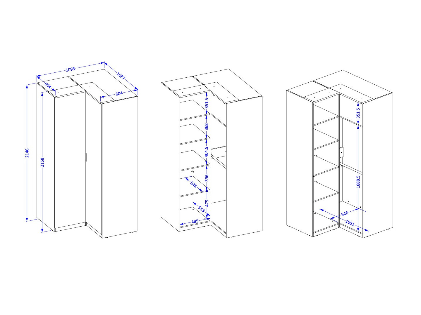 Hjørnegarderob Nolcala 107 (Egetræ + Beige)