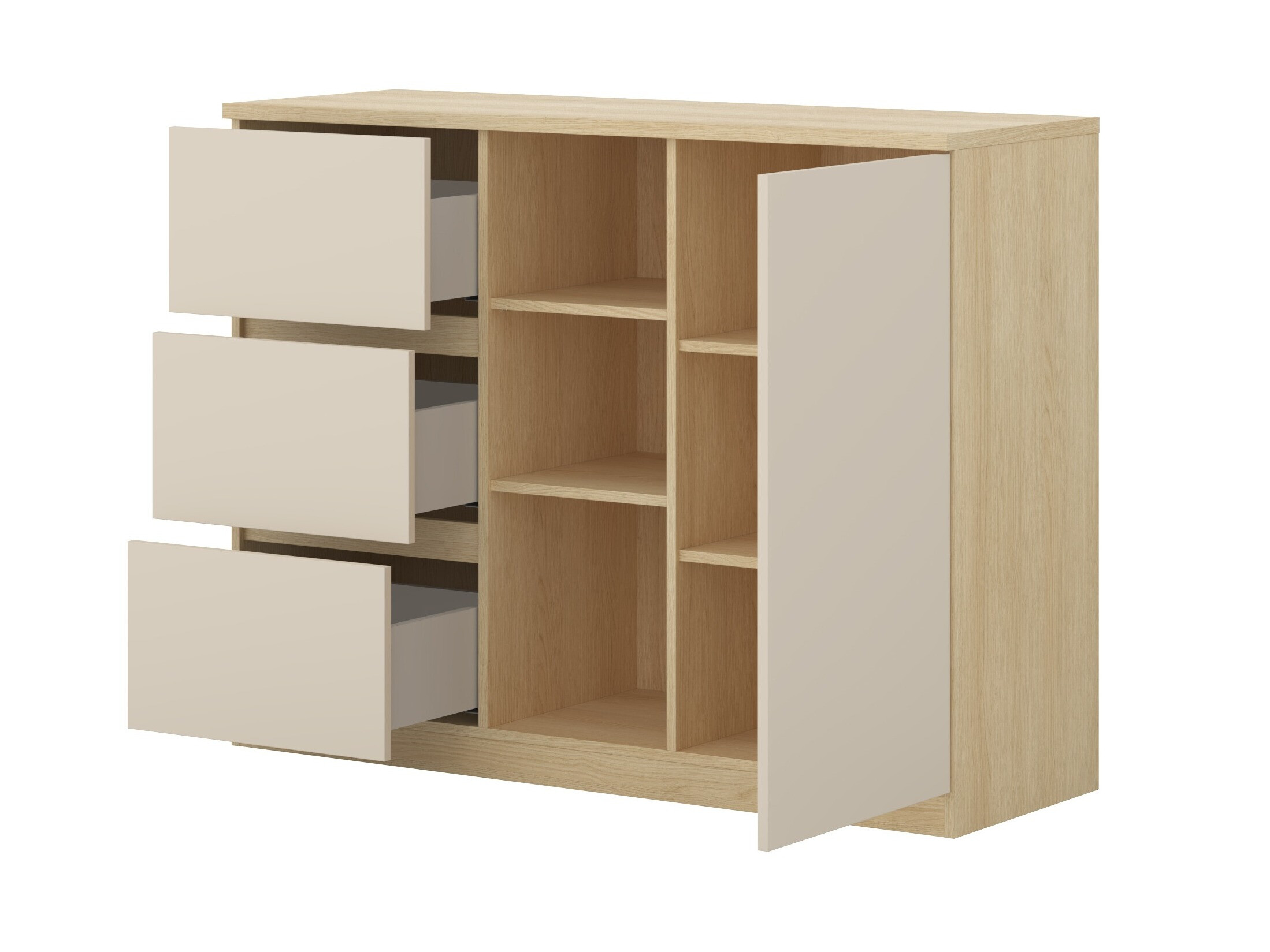 Kommode Nolcala 109 (Egetræ + Beige)