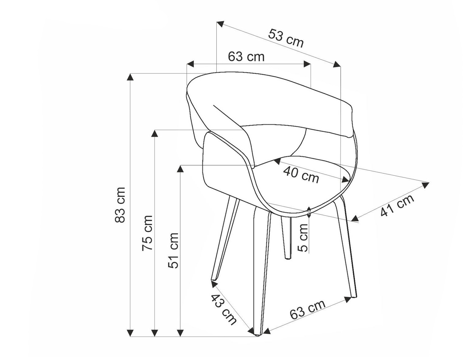 Stol Houston 1597 (Grå + Valnød)