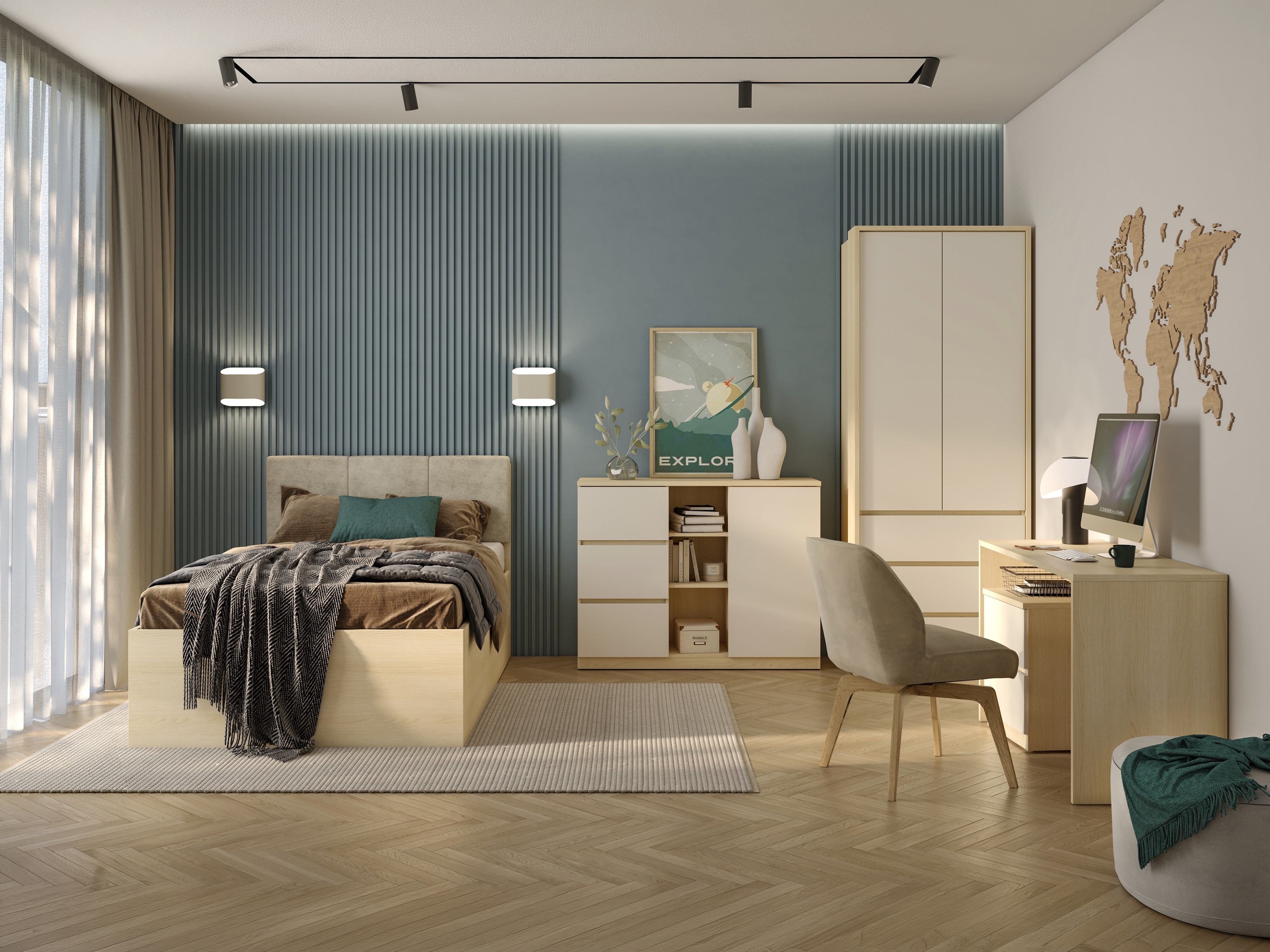 Kommode Nolcala 109 (Egetræ + Beige)