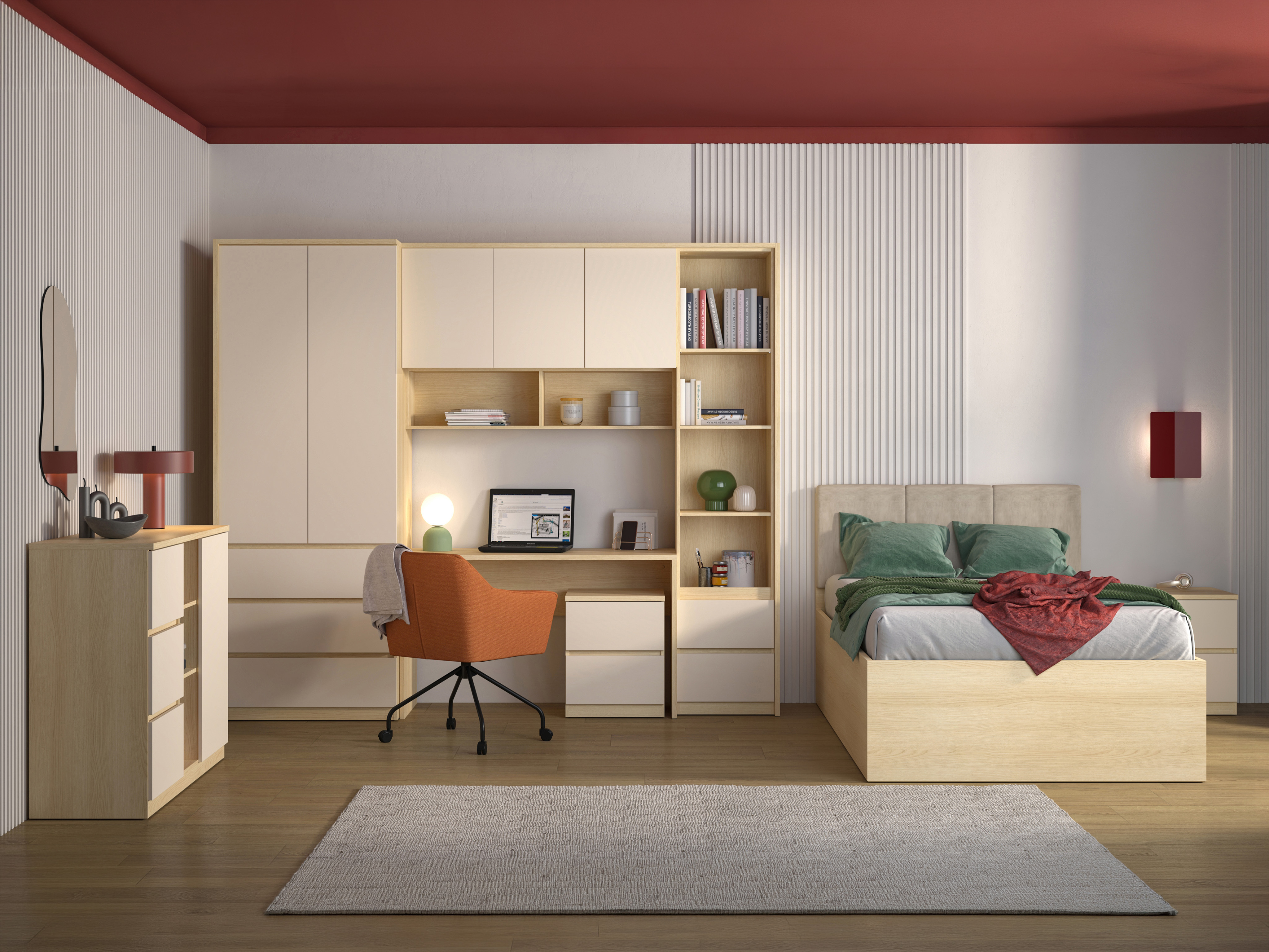 Sengebord Nolcala 108 (Egetræ + Beige)