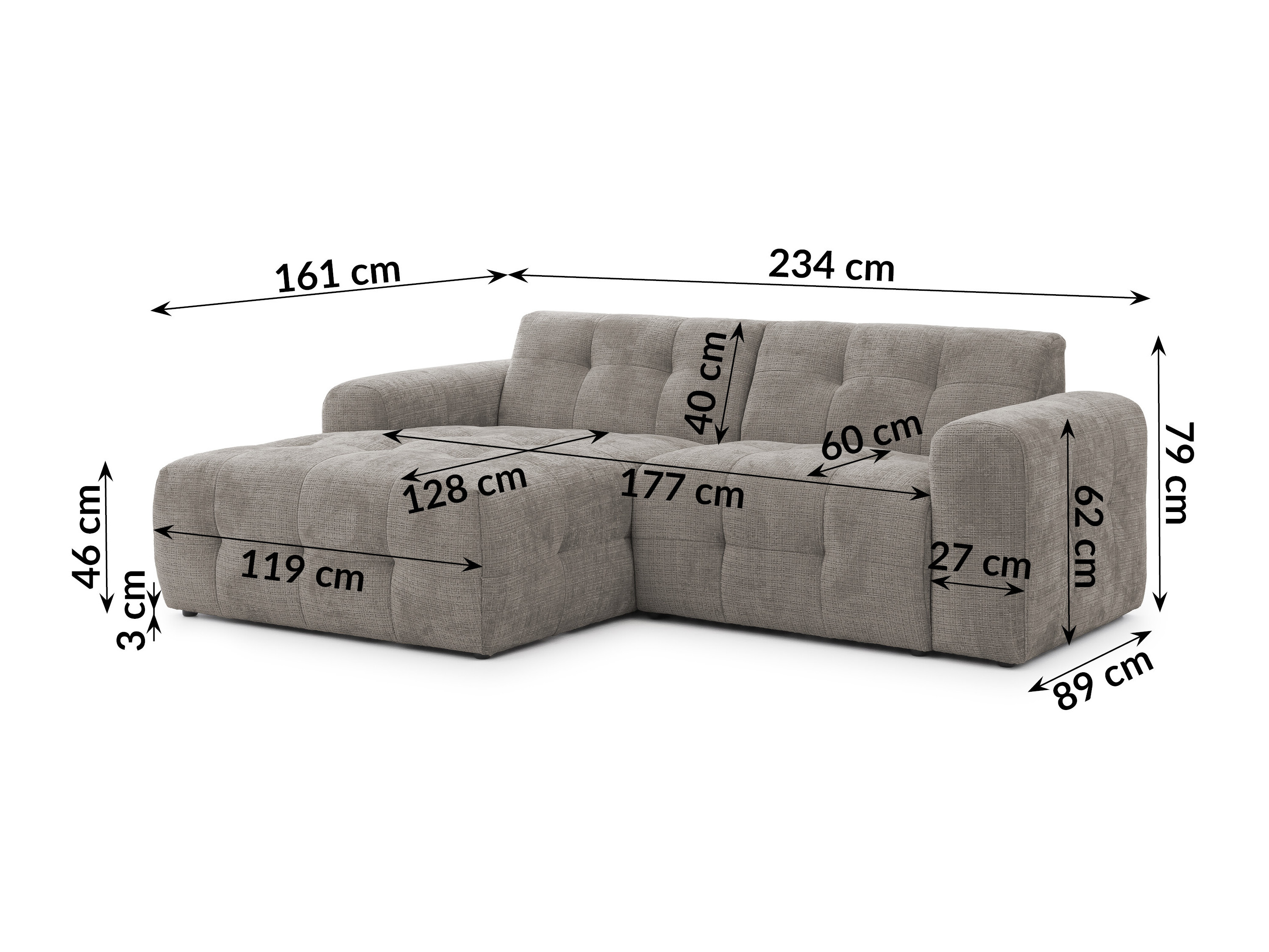 Hjørnesofa Rocklin 179 (Cremona 24)