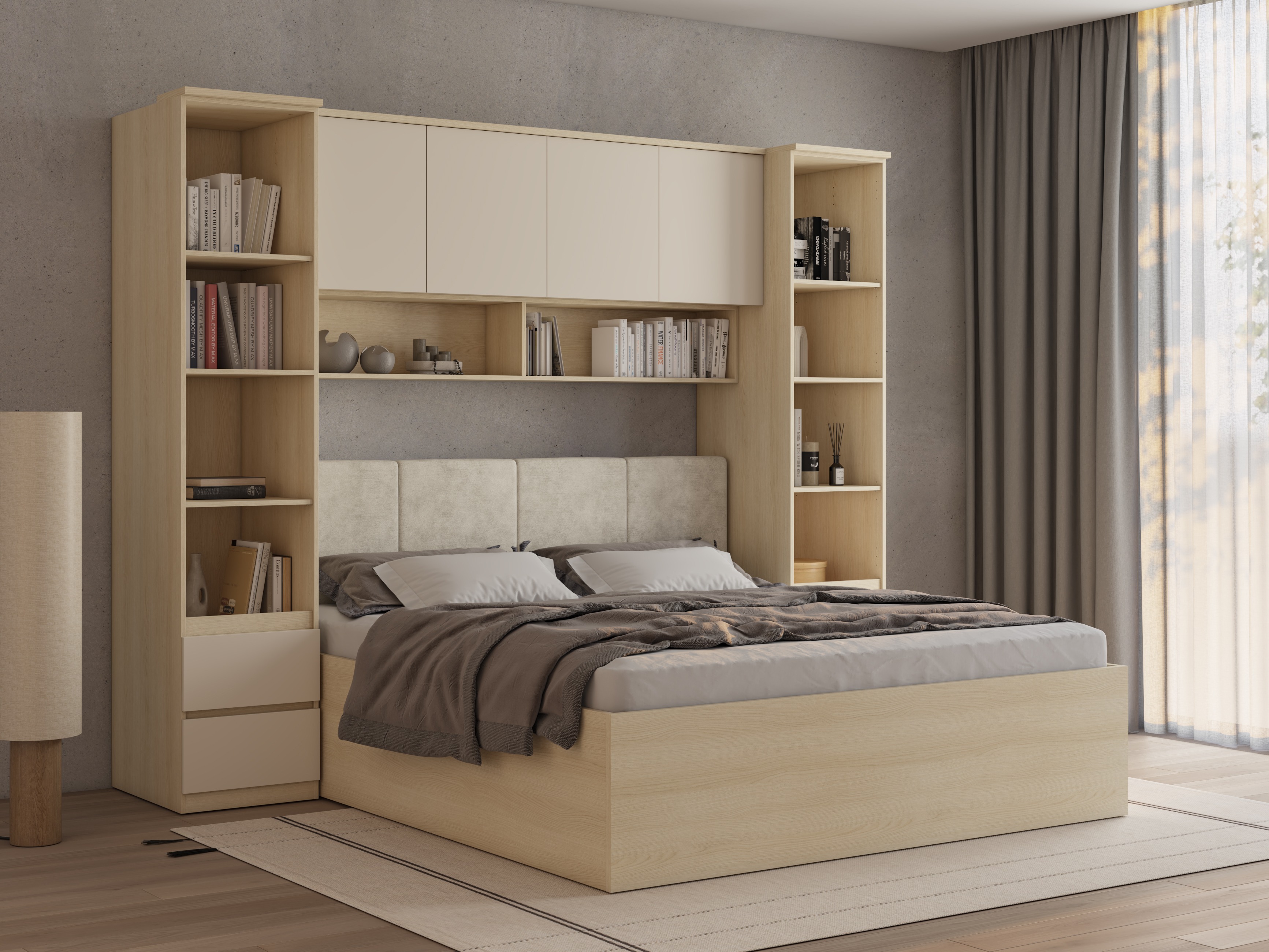 Soveværelsessæt Nolcala 124 (Egetræ + Beige)