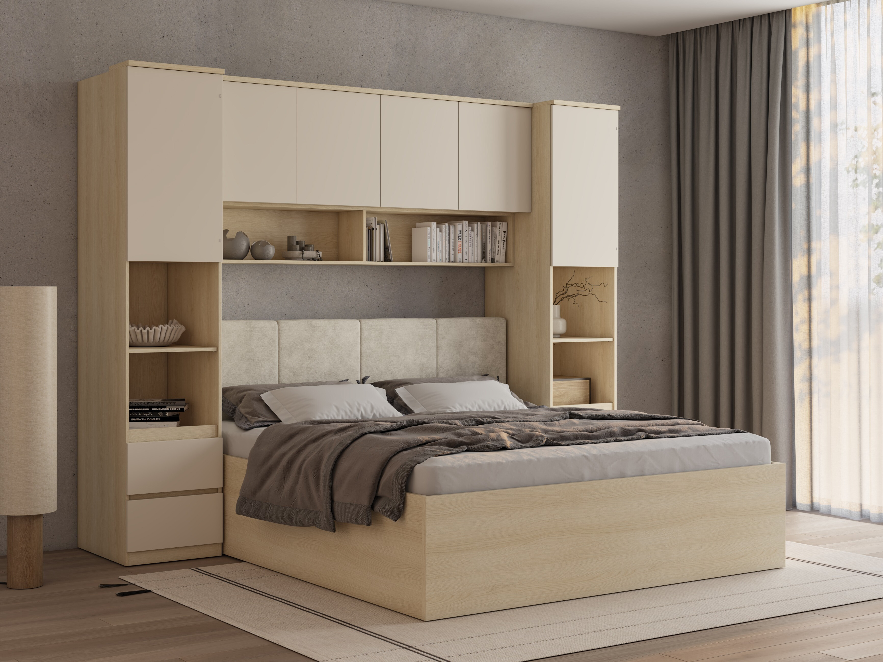 Soveværelsessæt Nolcala 126 (Egetræ + Beige)