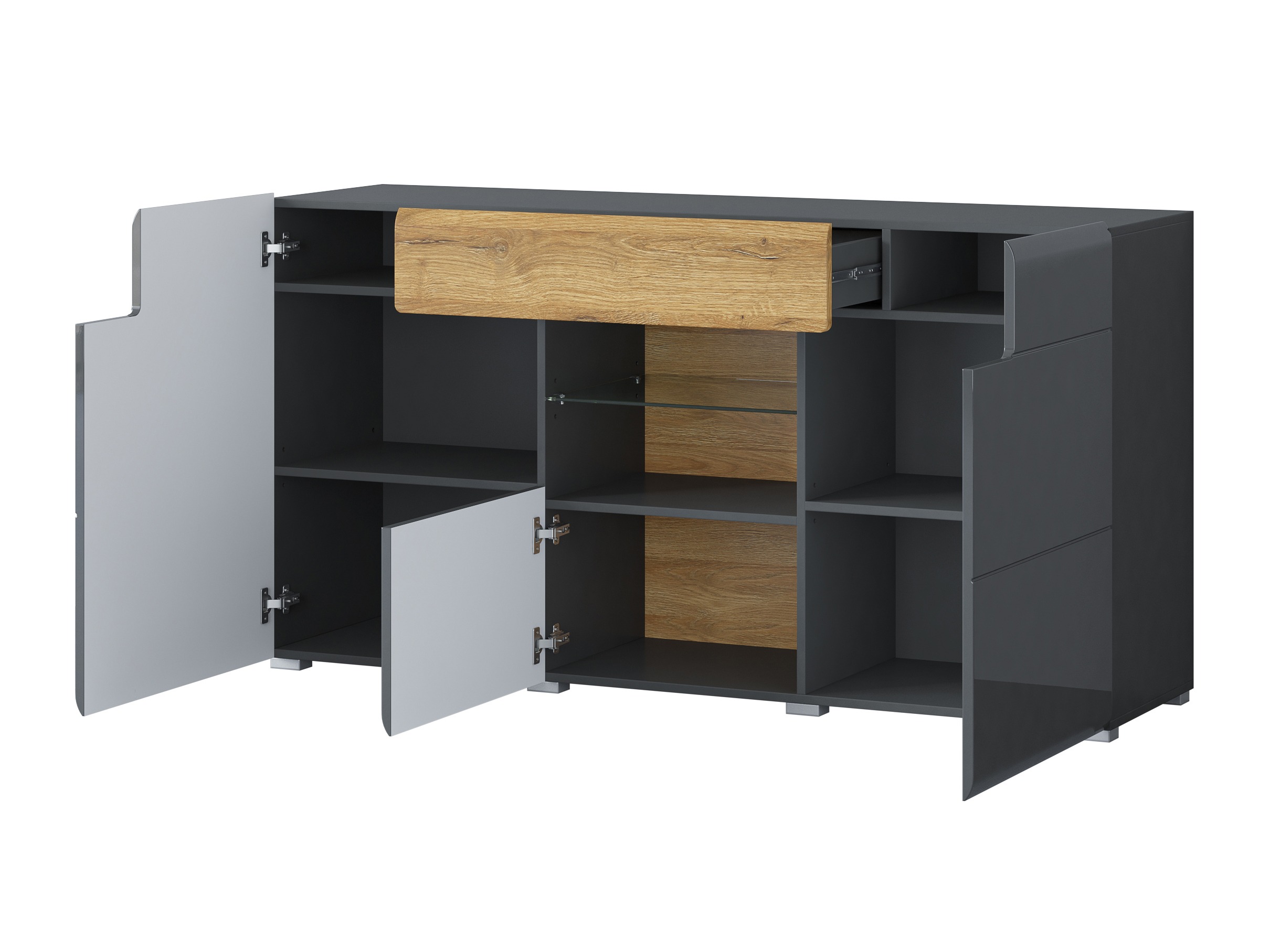 Kommode Torsone 108 (Antracit + Gloss antracit + Grandson eg)