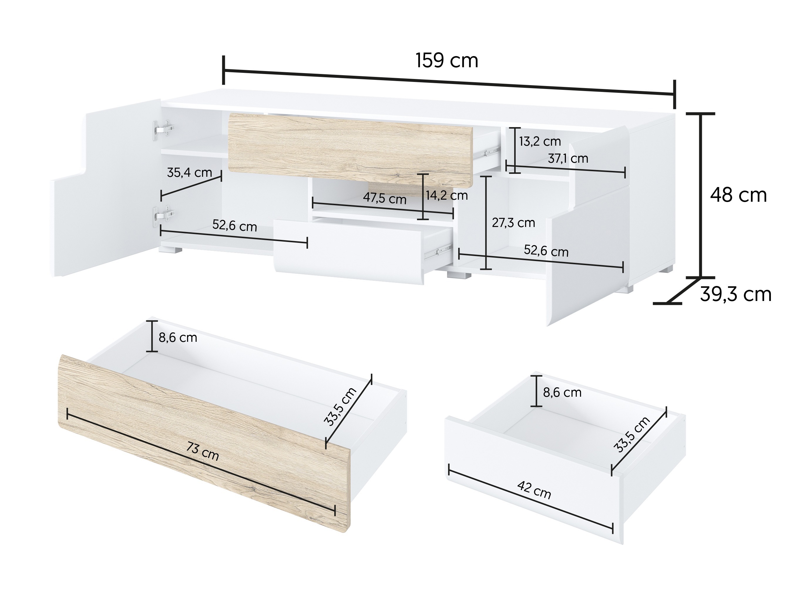 Stuemøbelsæt Torsone 104 (Antracit + Gloss antracit + Grandson eg)
