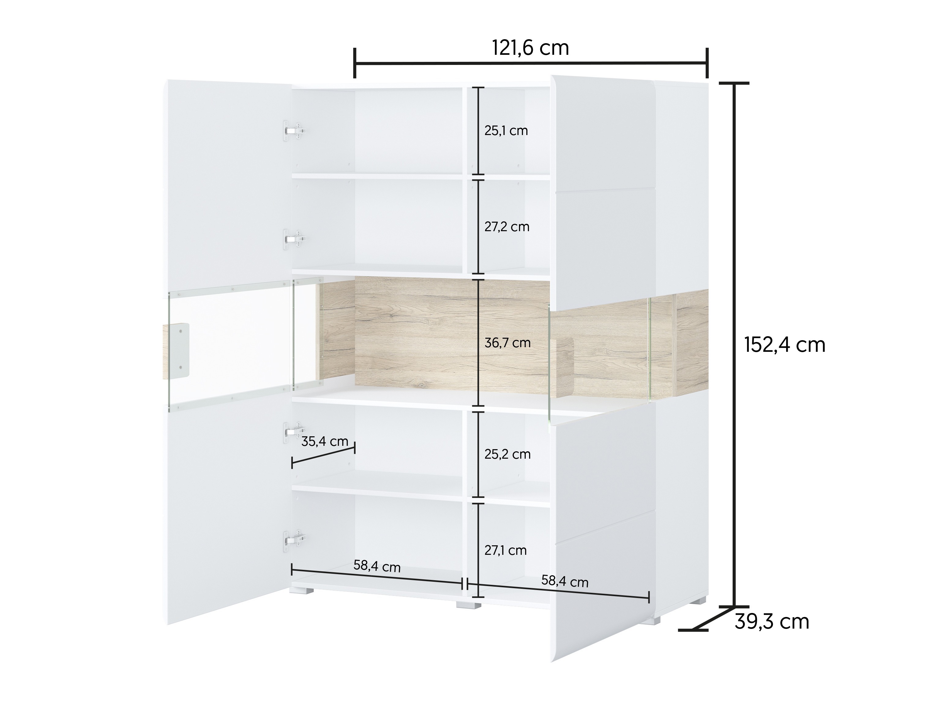 Stuemøbelsæt Torsone 104 (Hvid + Glansfuld hvid + San remo eg)