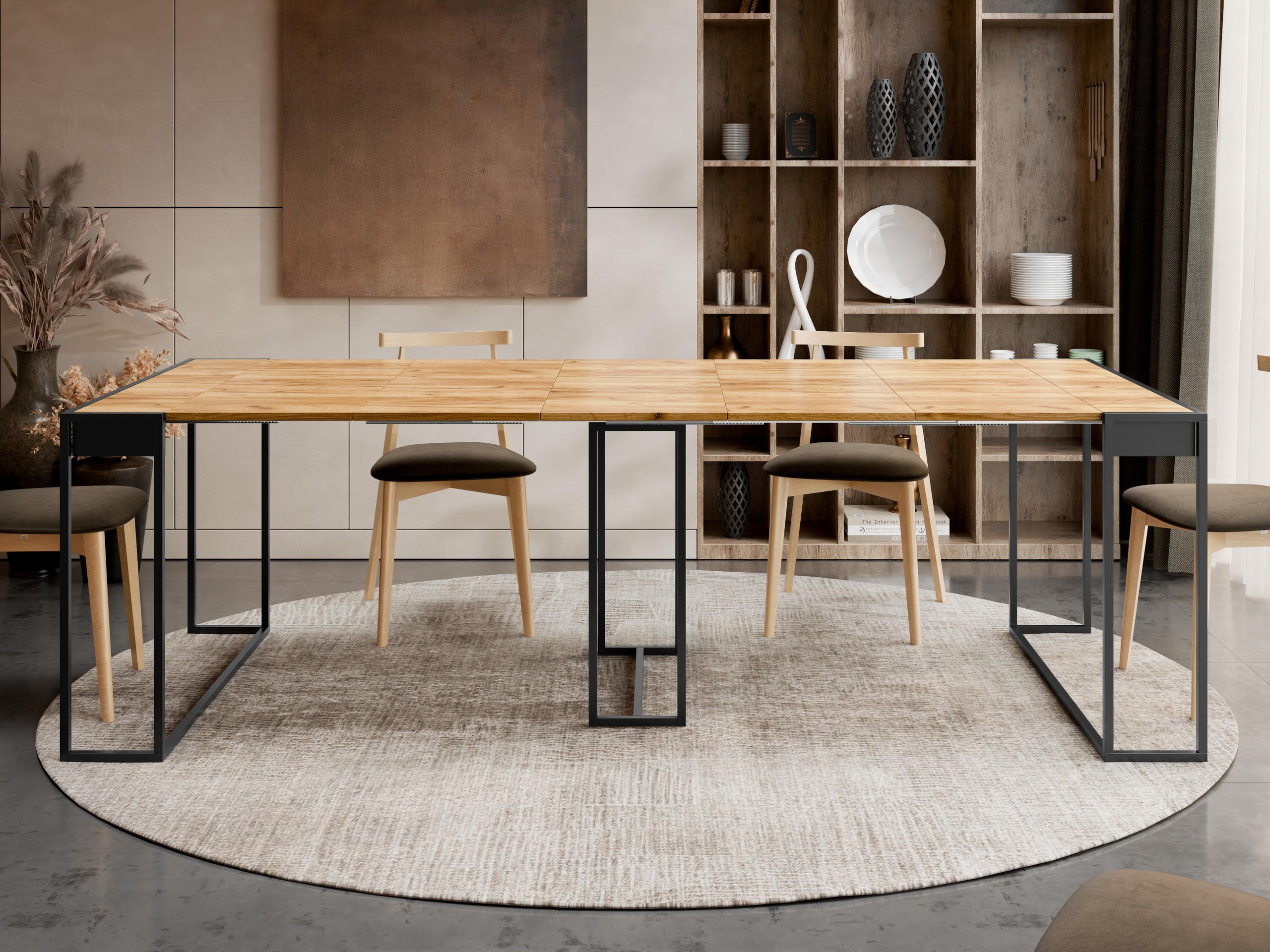 Klapbord Oswego 180 (Sort + Craft egetræ)