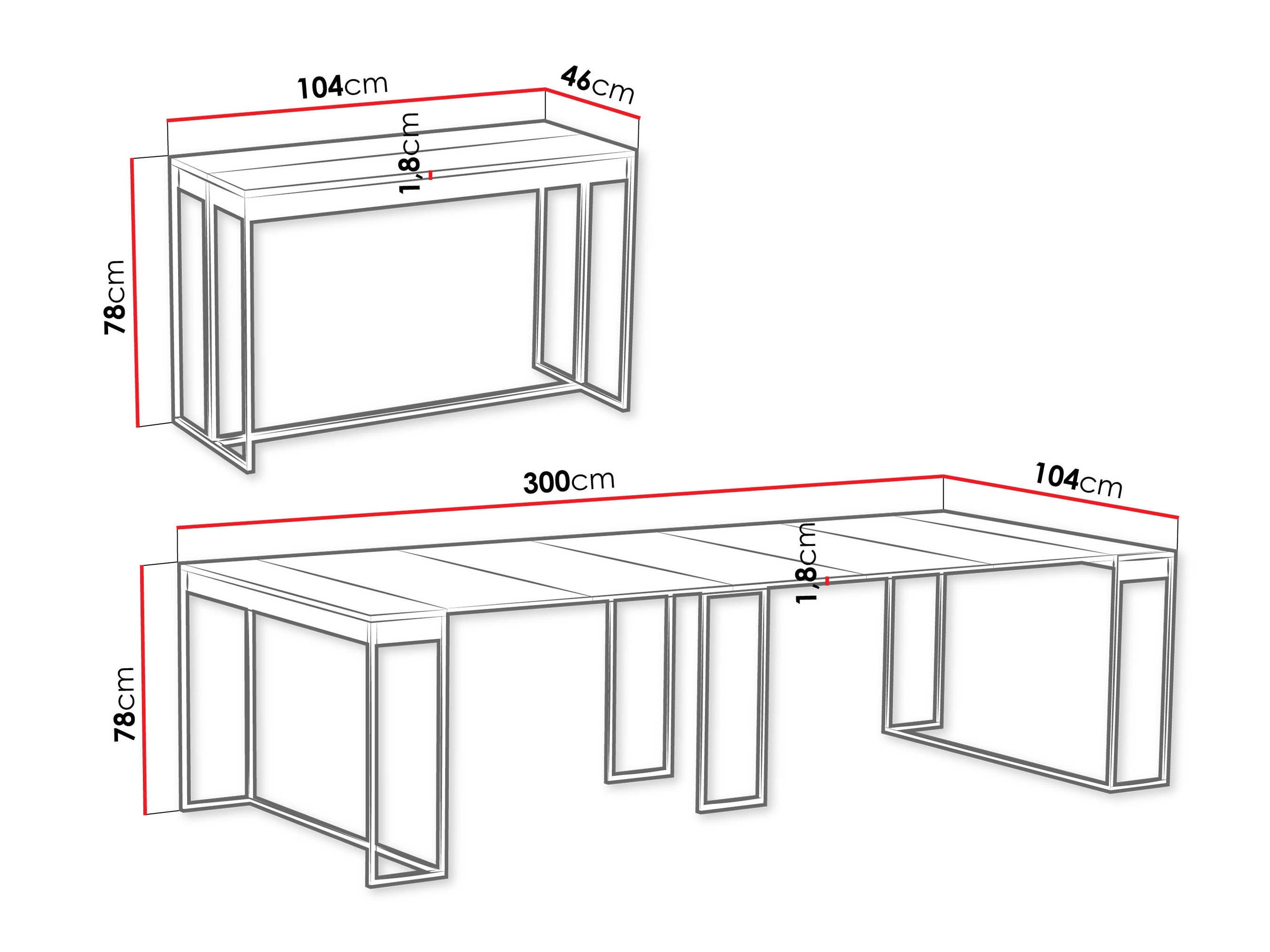 Klapbord Oswego 180 (Sort + Craft egetræ)