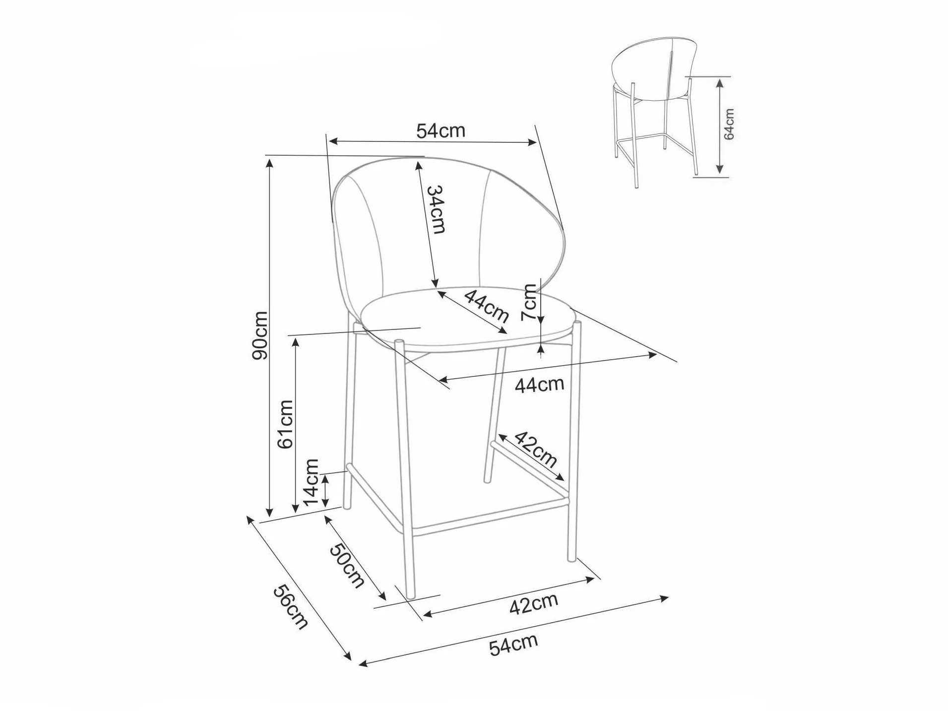 Counterstol Detroit 947 (Grå + Sort)
