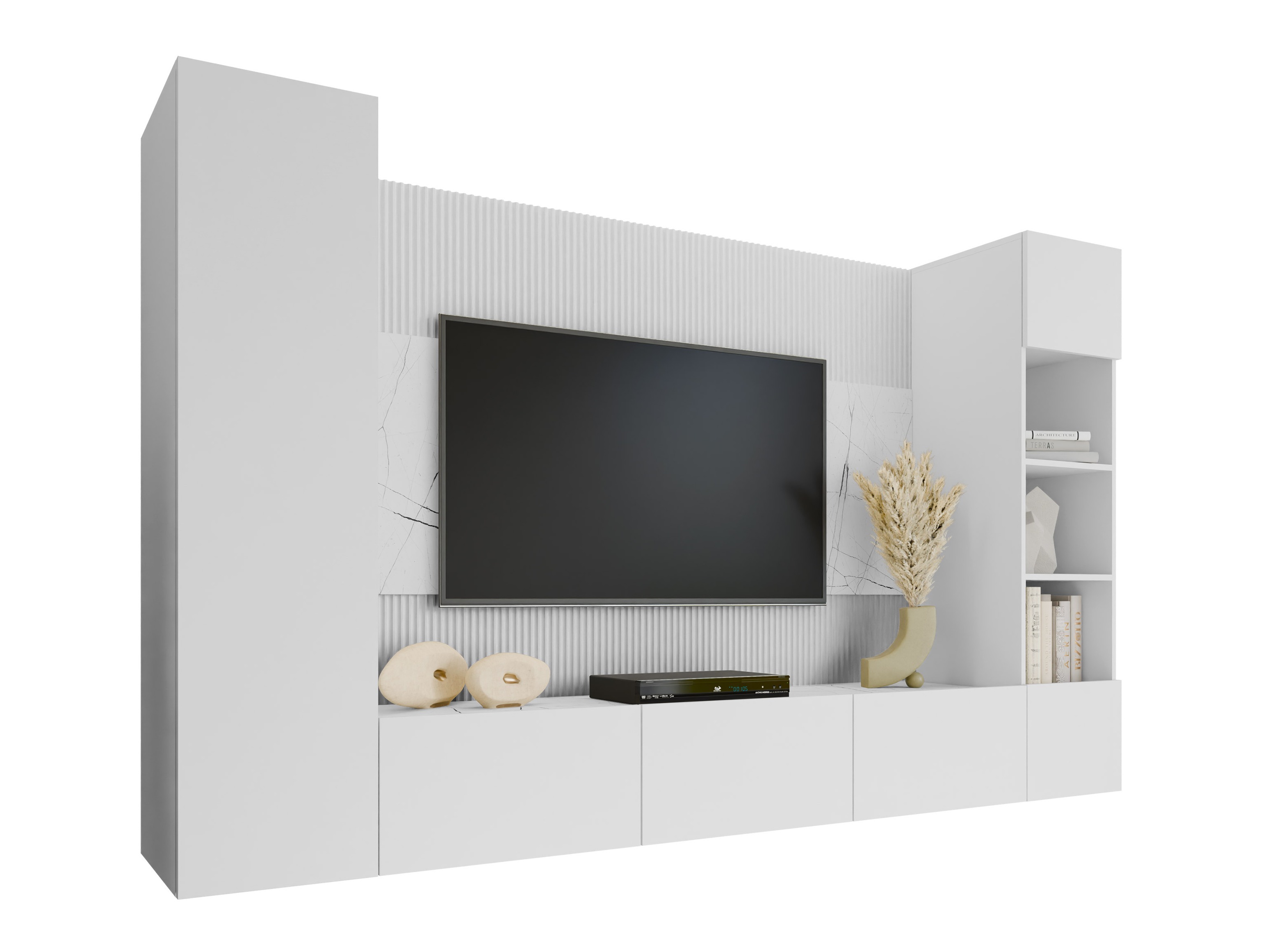Stuemøbelsæt Comfivo Salix IV (Hvid + Hvid marmor)