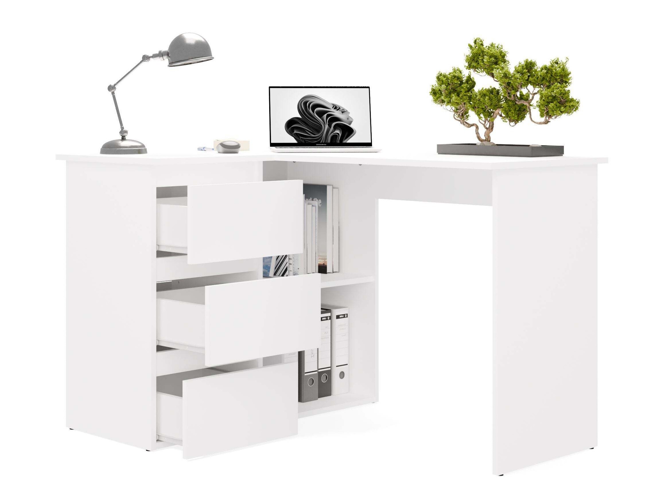 Hjørneskrivebord Mandeville 365 (Hvid)