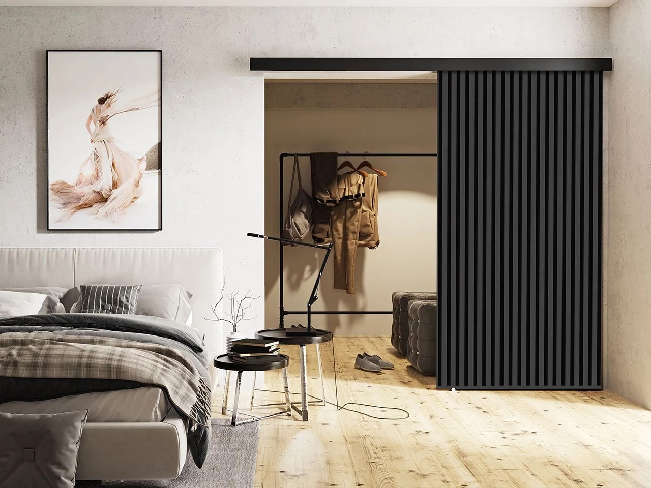 Skydedør Dover 204 (Antracit + Sort)