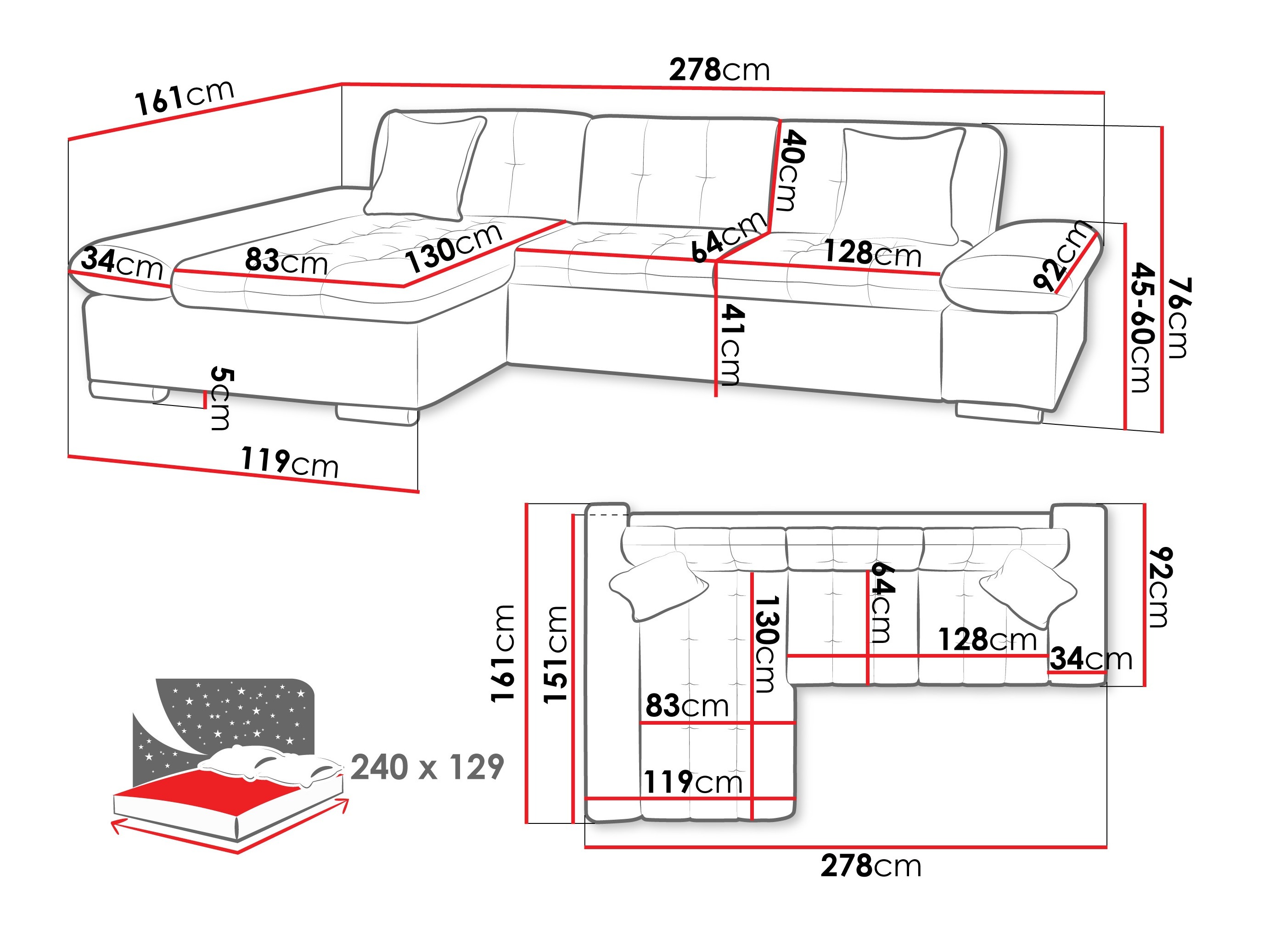 Hjørnesofa Comfivo Sanitas I (Lumo 55)