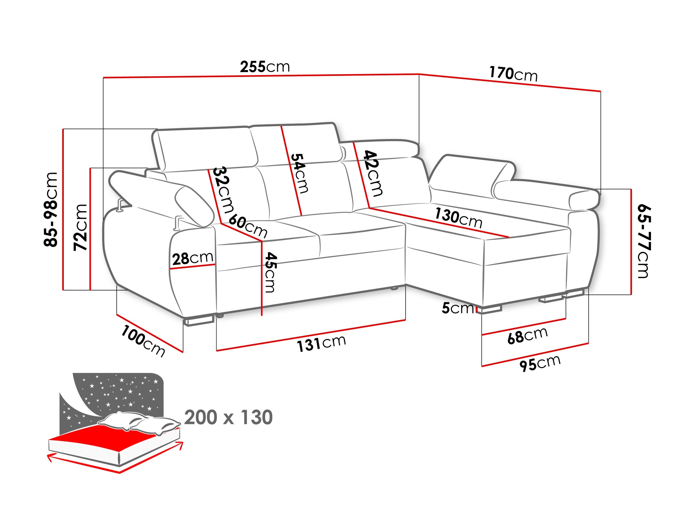 Hjørnesofa Columbus 132 (Paros 2)