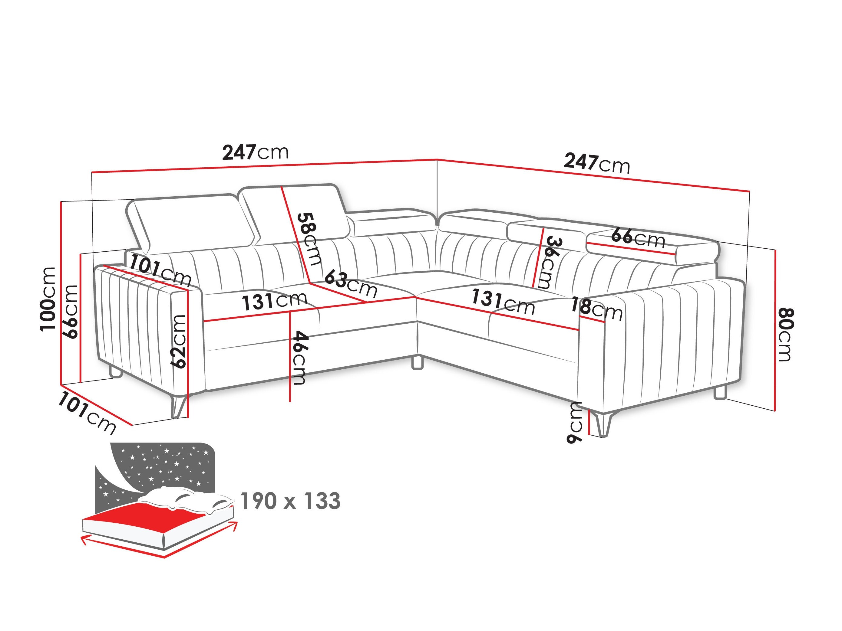 Hjørnesofa Columbus 201 (Velluto 3)