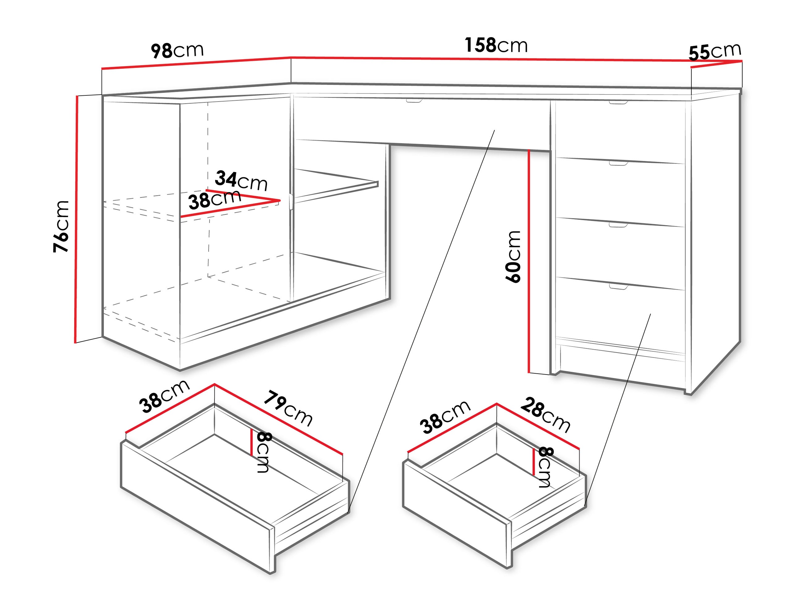 Hjørneskrivebord Comfivo Larmire 127 (Valnød)