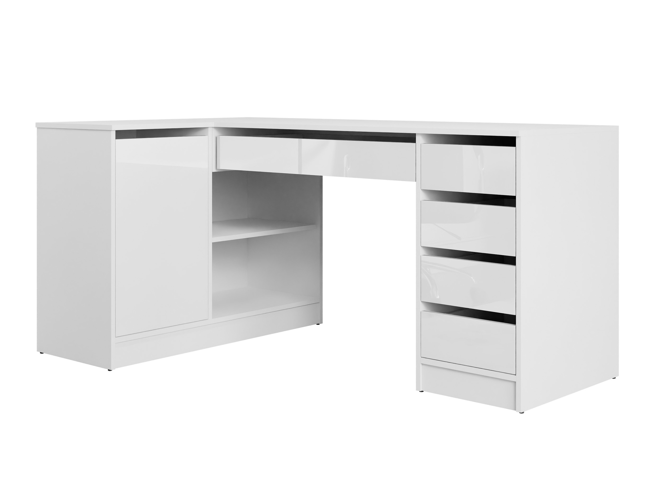 Hjørneskrivebord Comfivo Terros III (Glansfuld hvid + Hvid)
