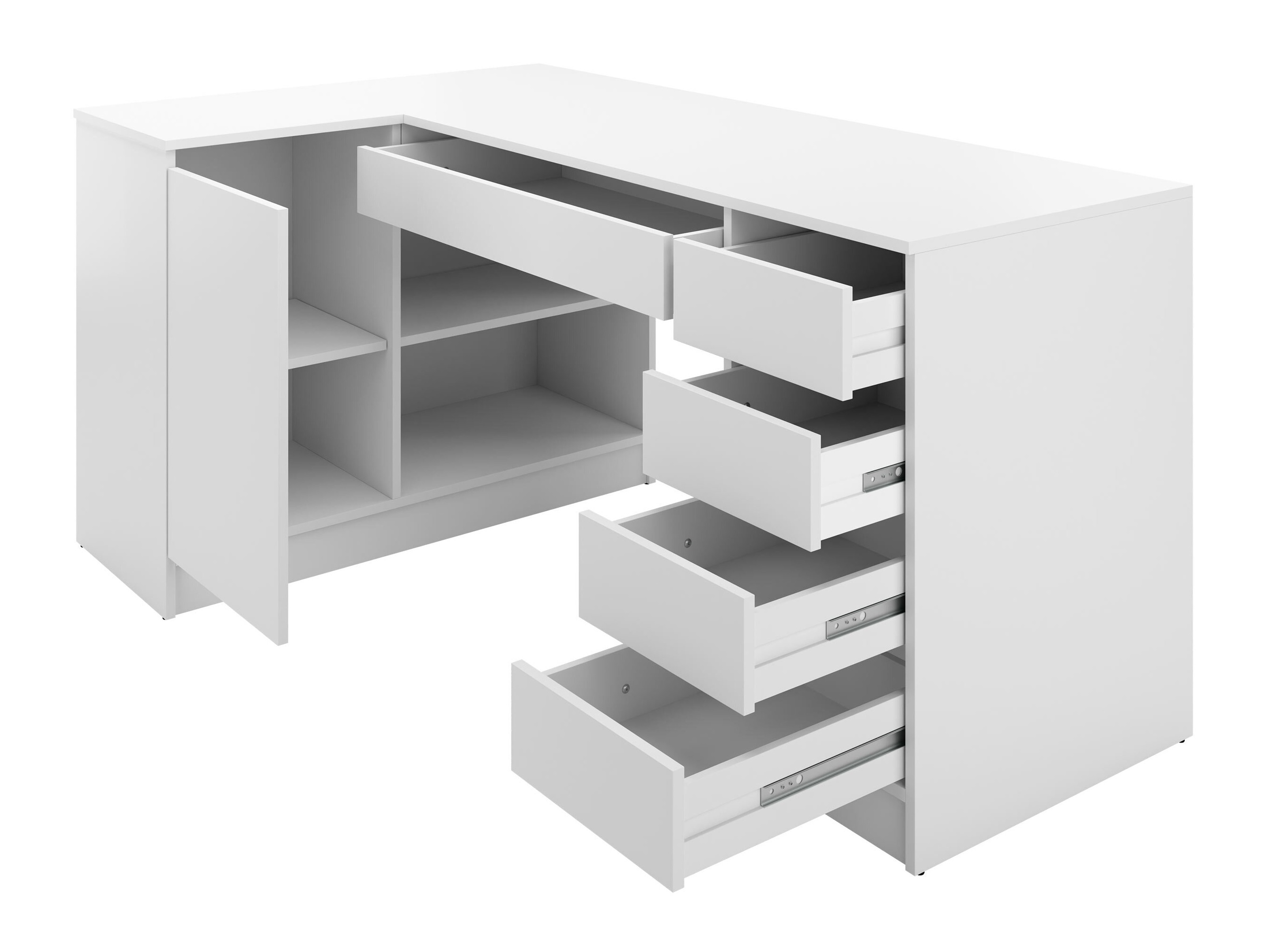 Hjørneskrivebord Comfivo Terros III (Glansfuld hvid + Hvid)
