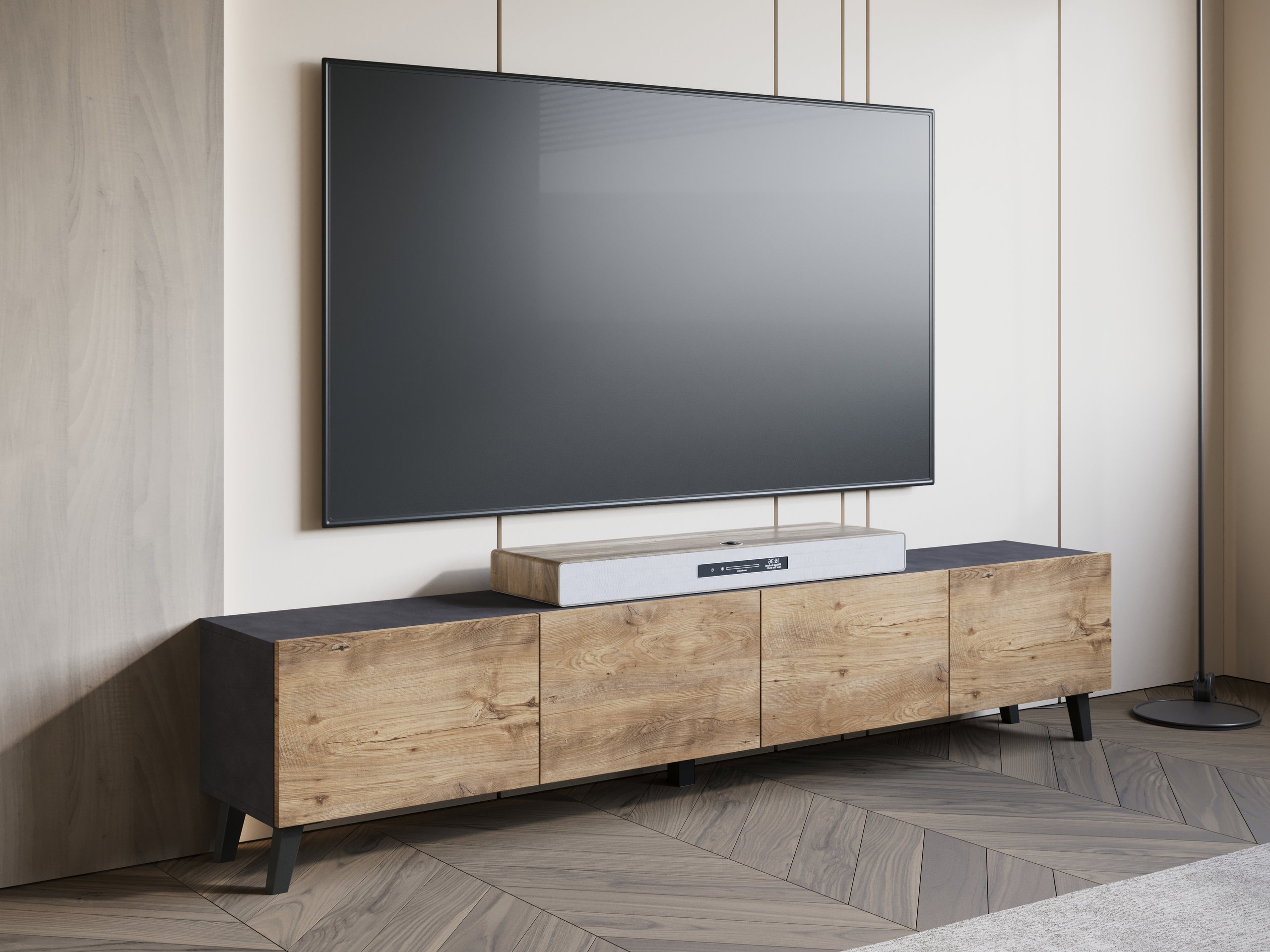 TV-bord Levtive 101 (Matera grå + Kastanje)