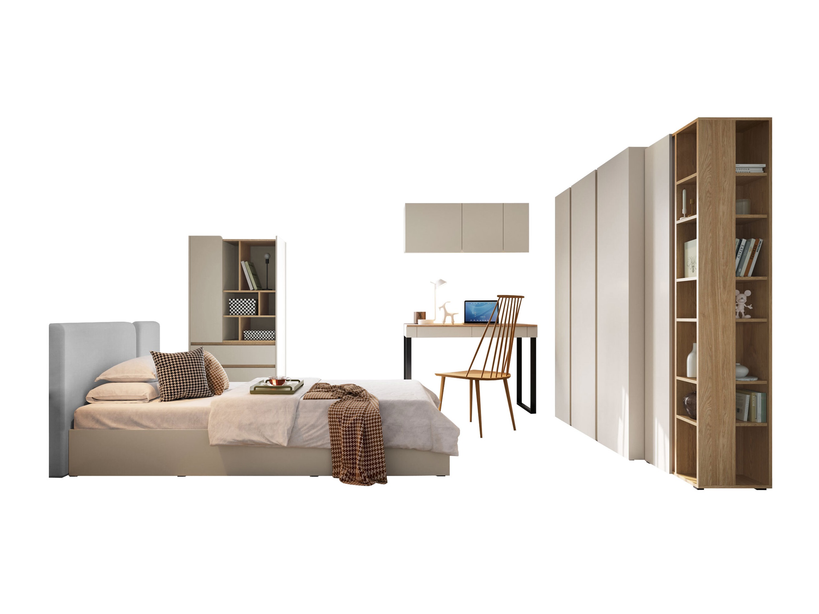 Møbelsæt Fiosono 114 (Beige + Lys eg)