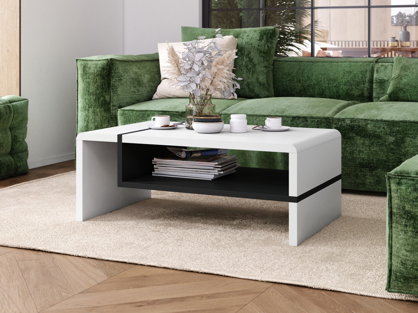 Sofabord Glendale 102 (Hvid + Sort)