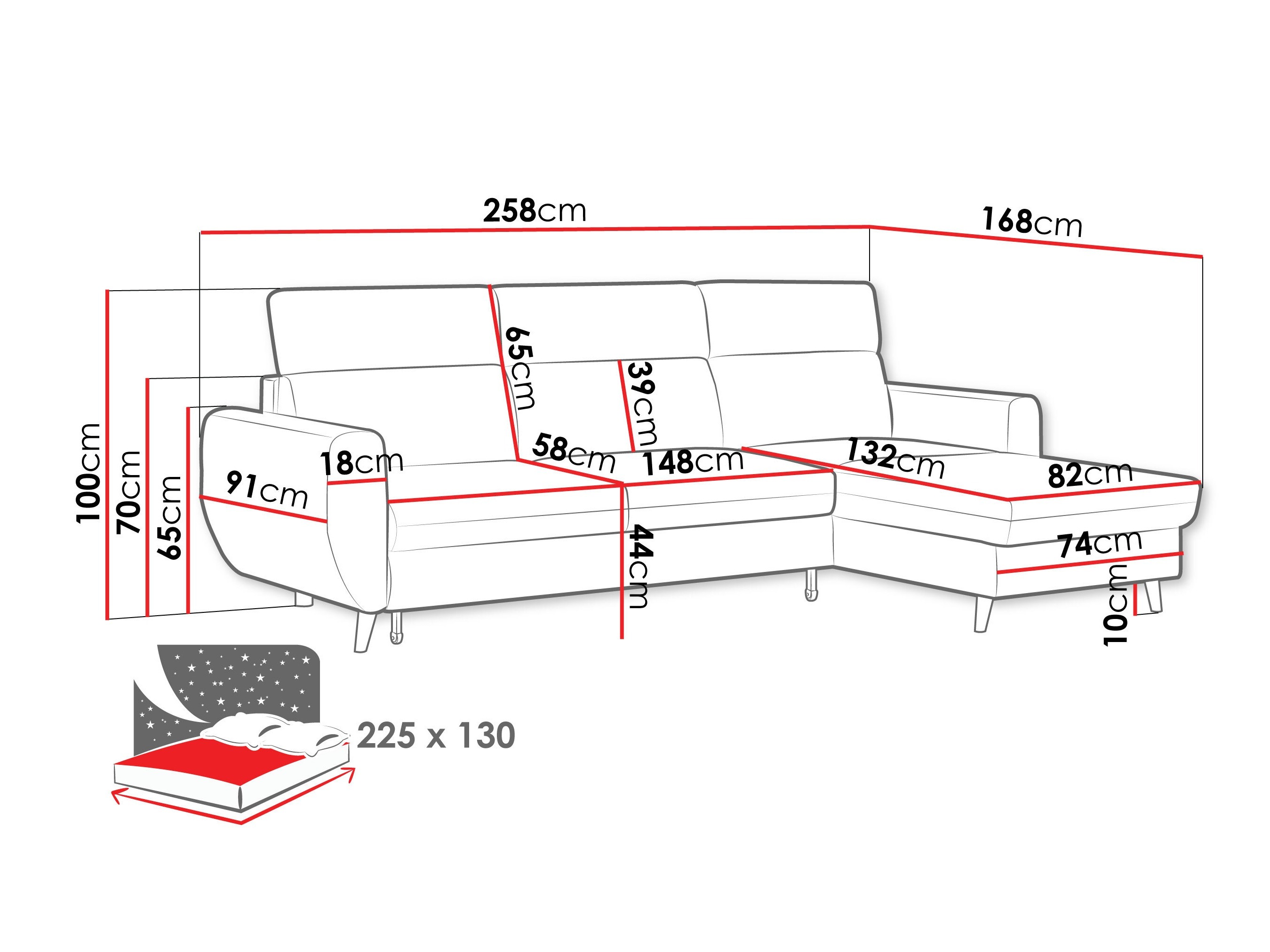 Hjørnesofa Temple 132 (Cruz 35)