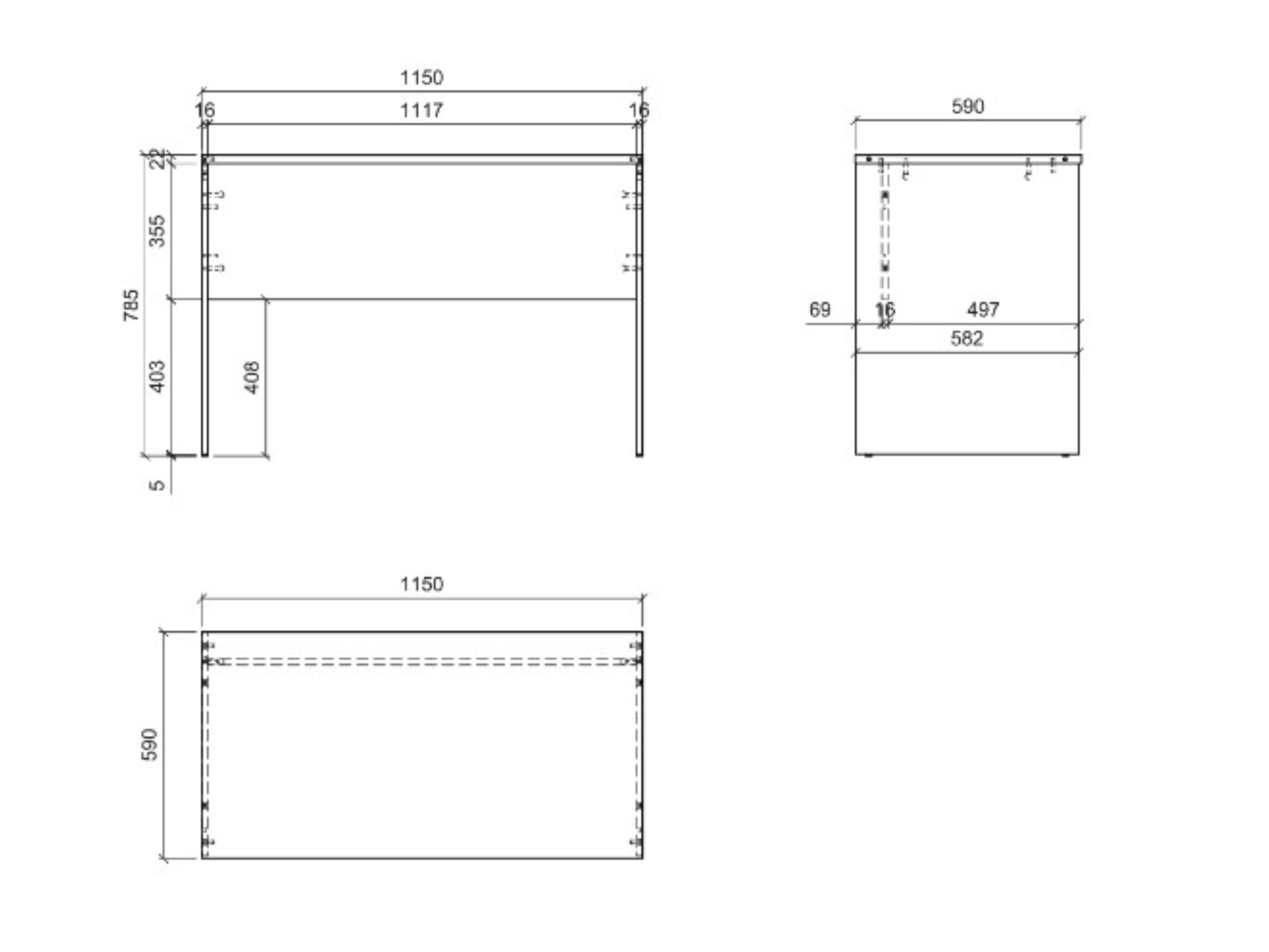 Skrivebord Fiofive 107 (Antracit)