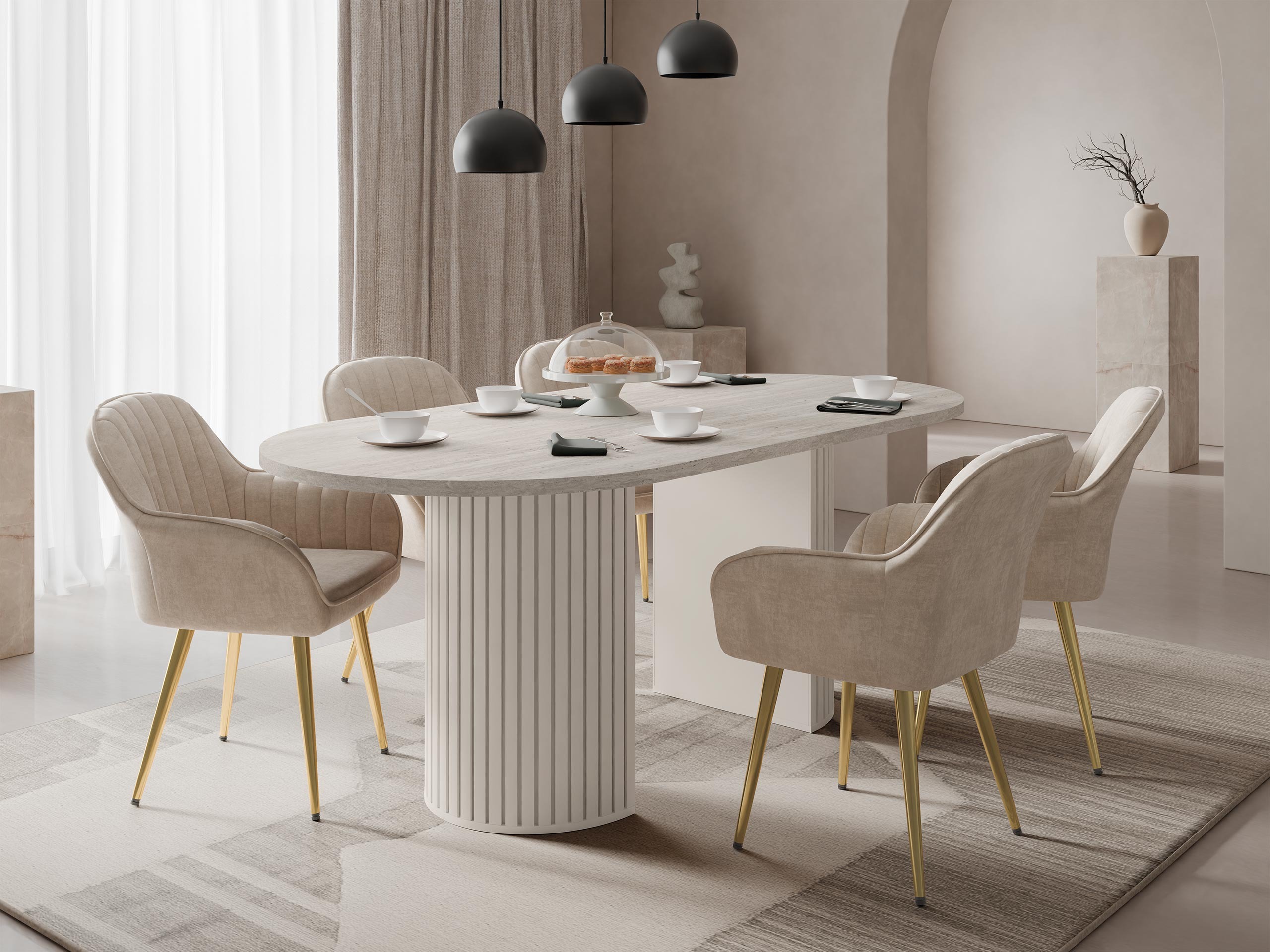Bord Comfivo Ulma (Lys travertin + Beige)