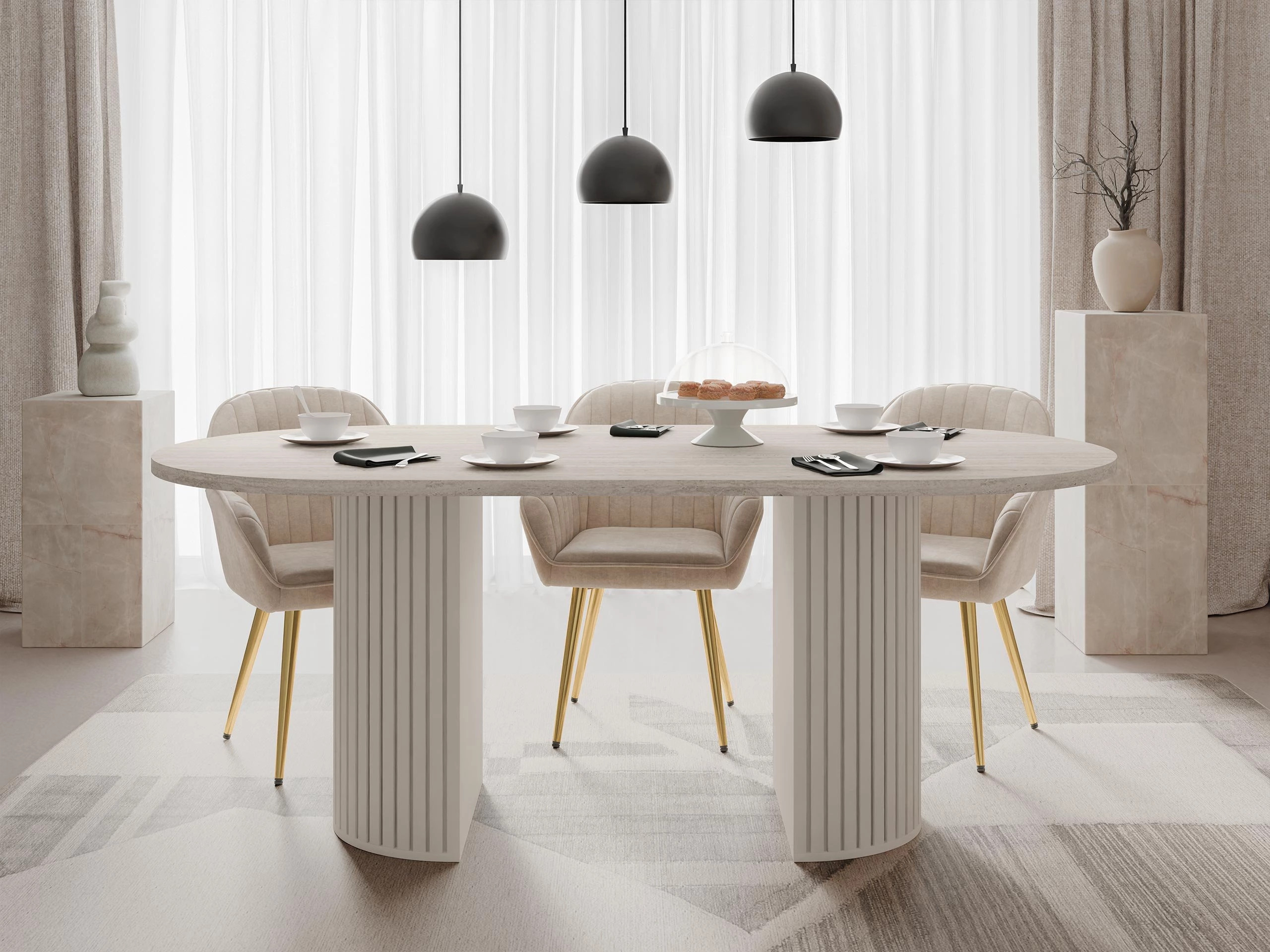 Bord Comfivo Ulma (Lys travertin + Beige)