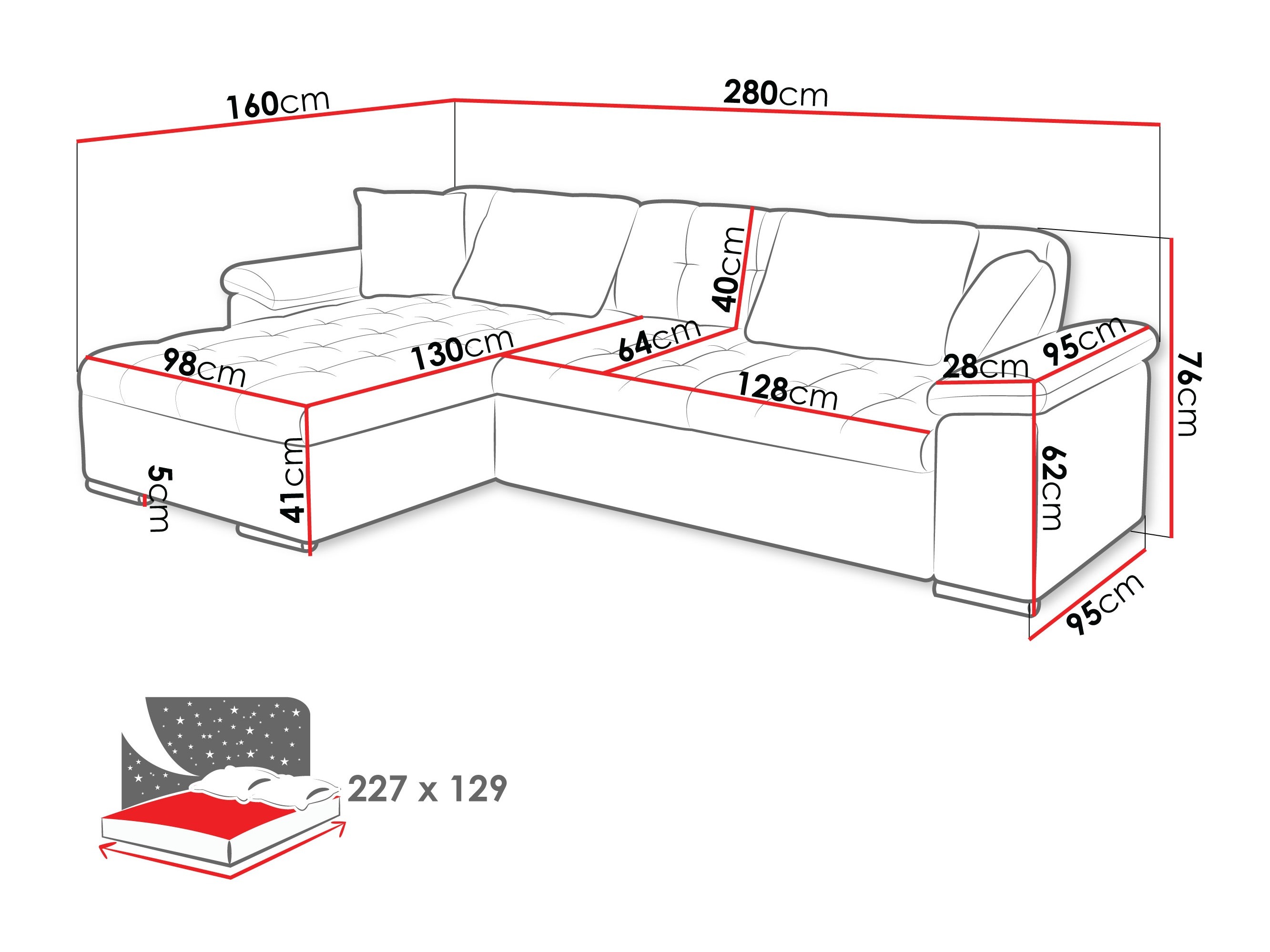 Hjørnesofa Comfivo Mica (Coral 75)