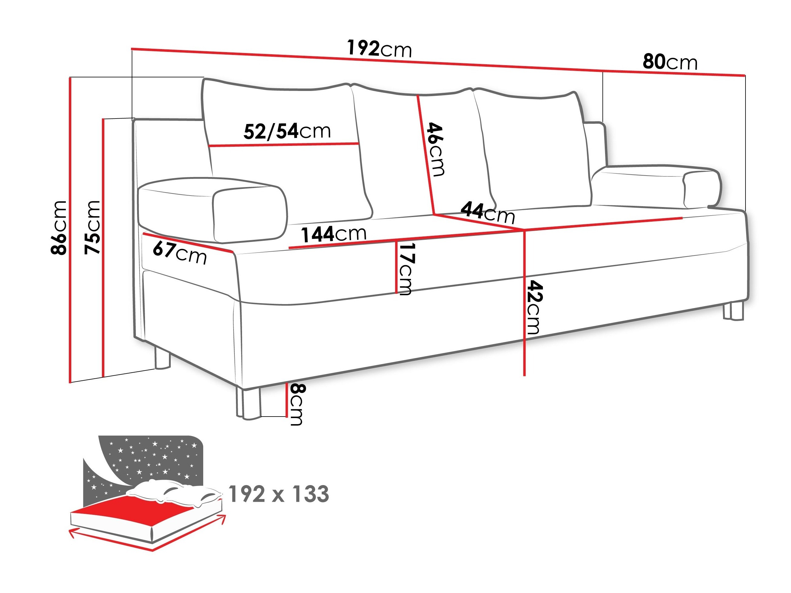 Sovesofa Comfivo Artes (Alova 36 + Alova 07)