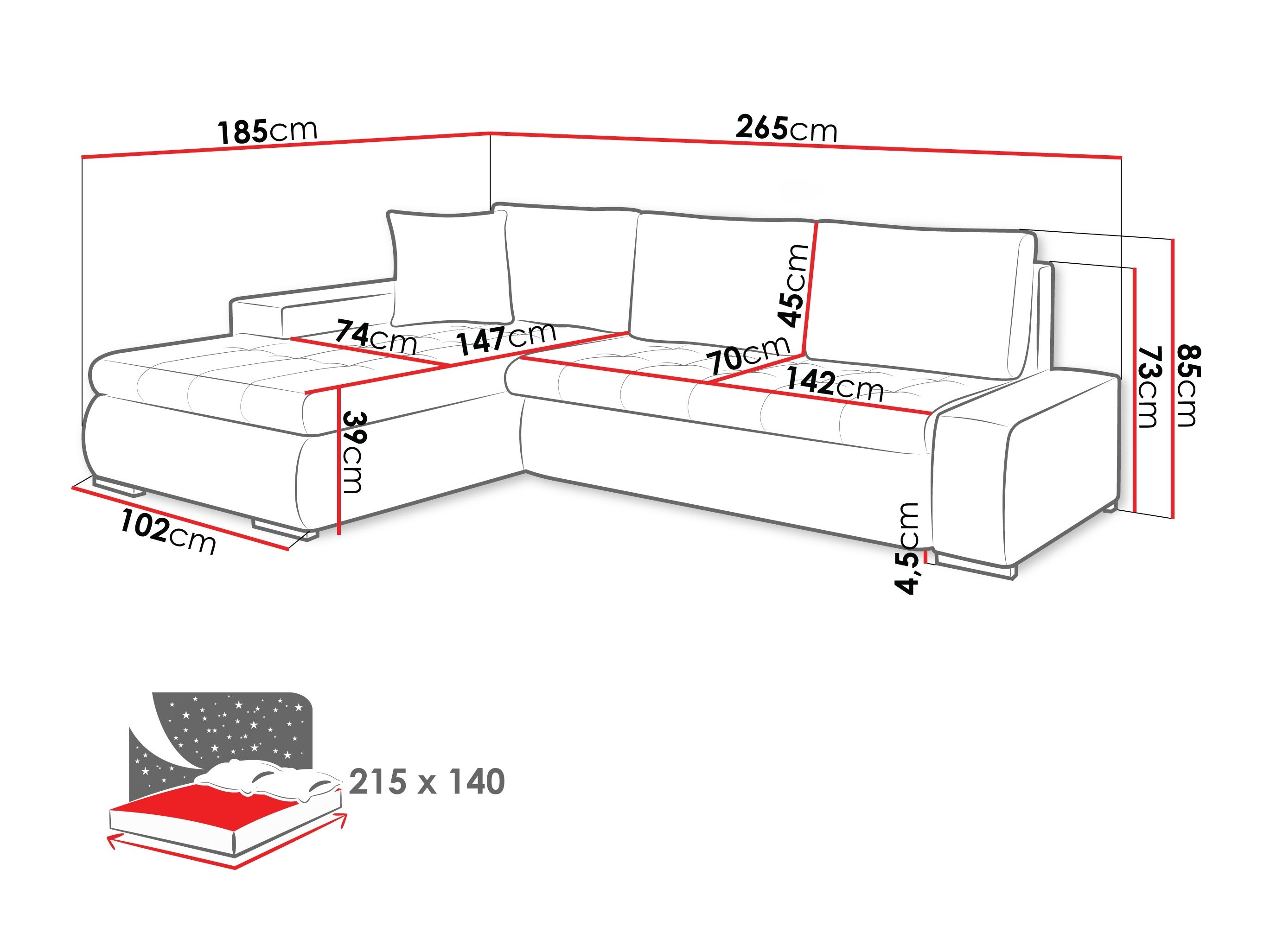Hjørnesofa Comfivo Nitor III (Sicuro 45 + Sicuro 50)