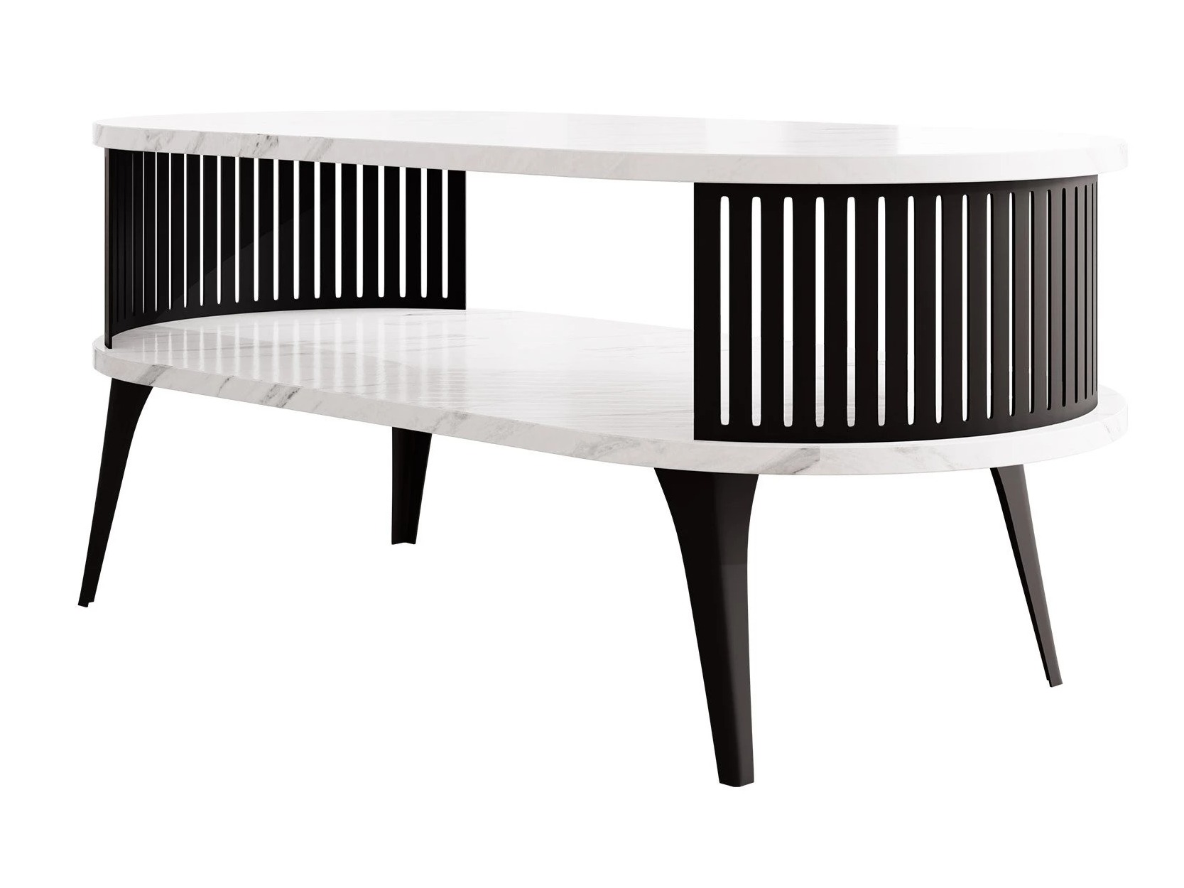 Sofabord Vitum III (Sort + Hvid marmor)