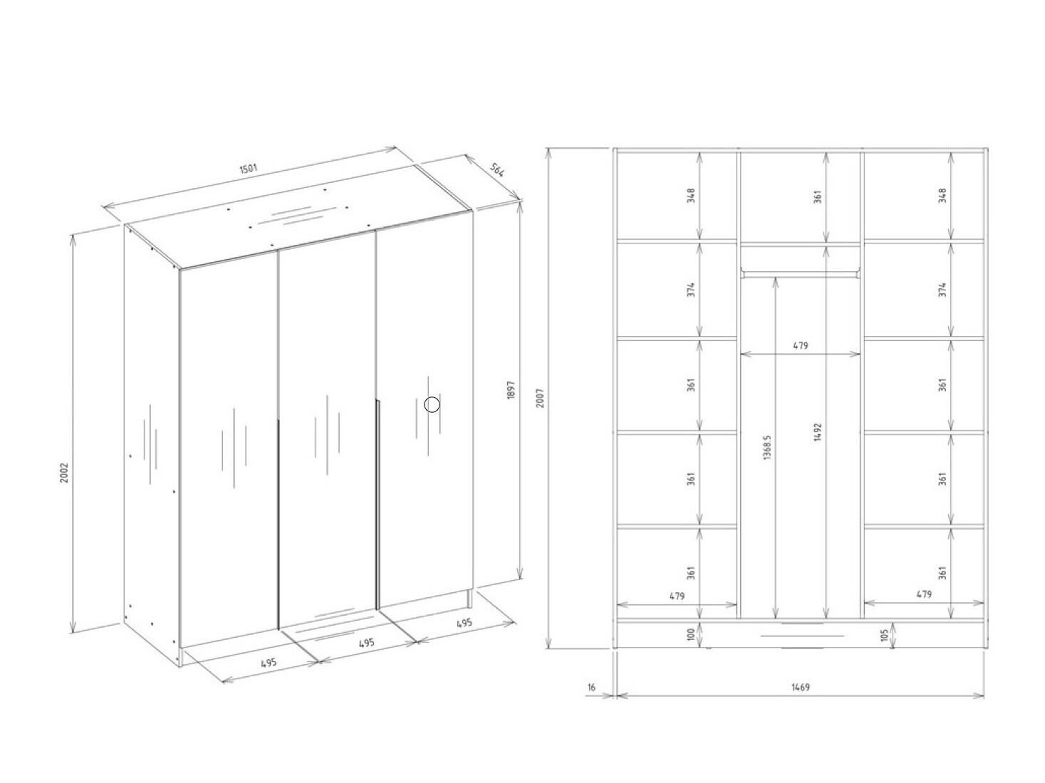 Garderobeskab Mandeville 369 (Hvid + Sort)