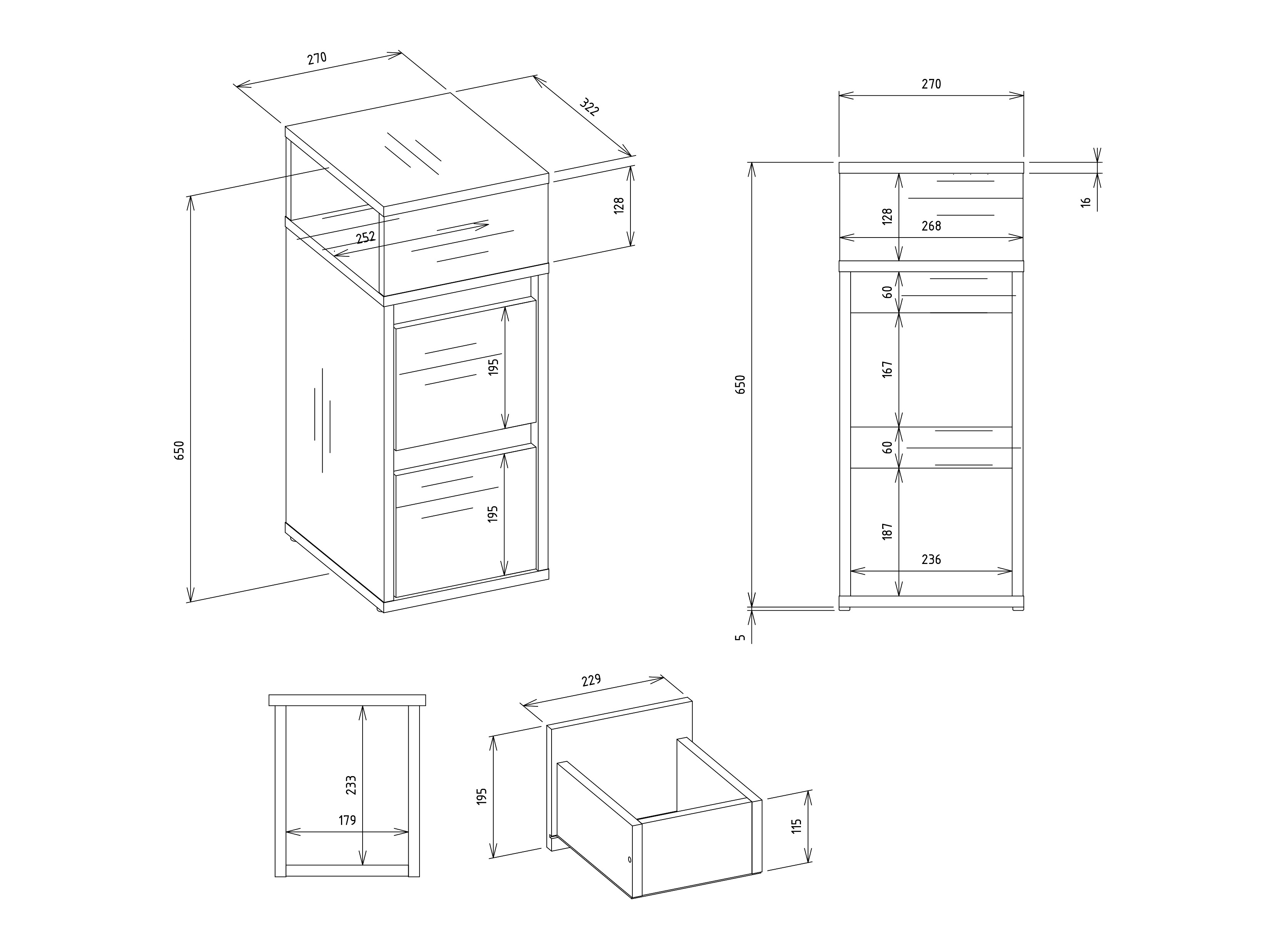 Sengebord Mandeville 373 (Hvid)