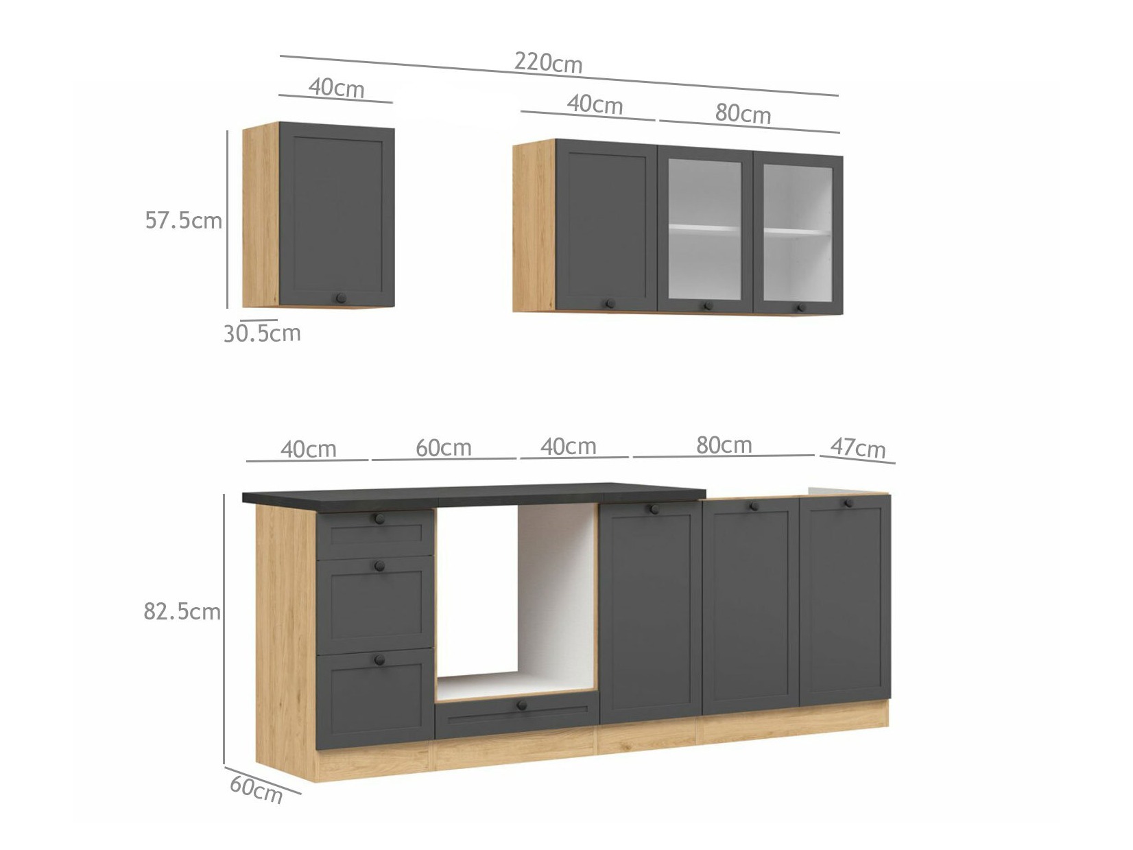 Modulkøkkensæt Classic Grey Oak 117