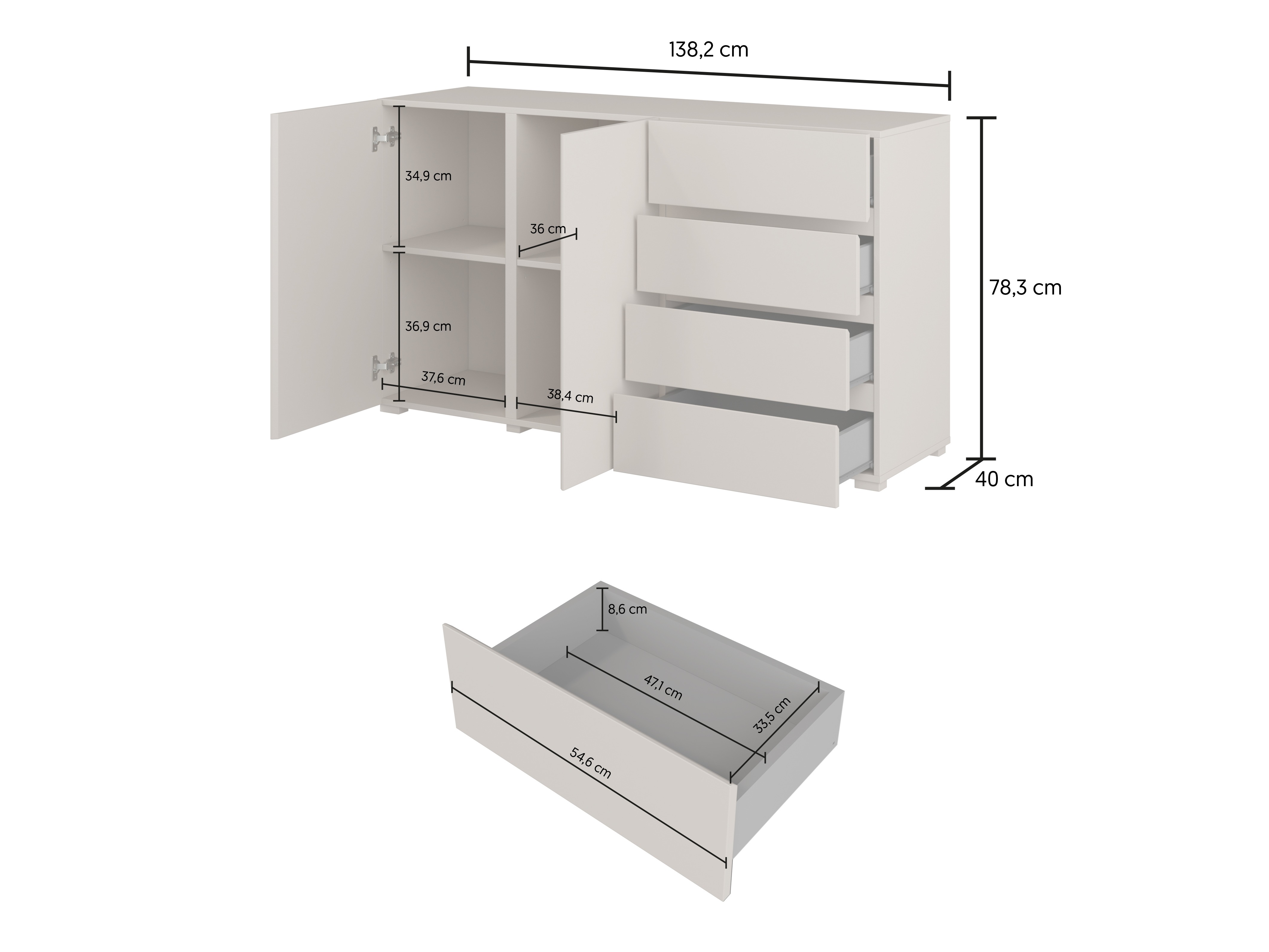 Kommode Elbleve 101 (Hvid)