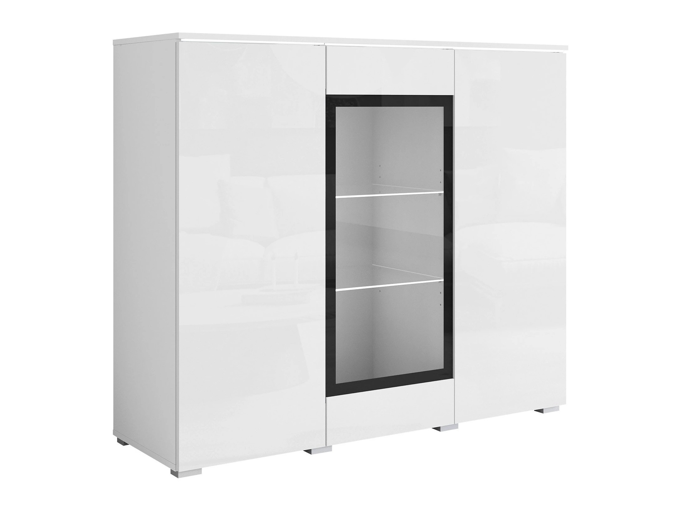 Skænk Mirfivo 103 (Hvid + Glansfuld hvid)
