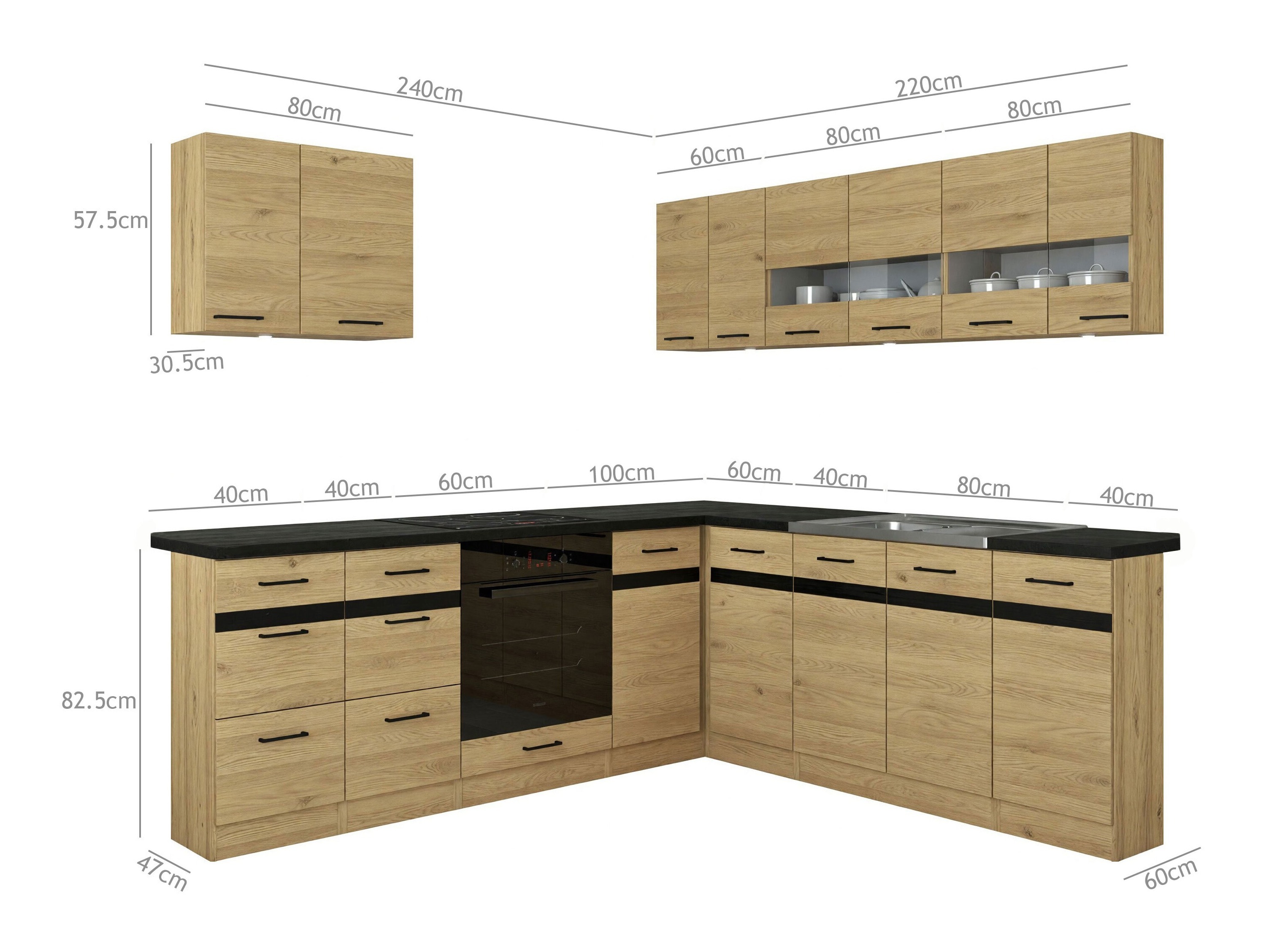 Modulkøkkensæt Classic Grey Oak 121