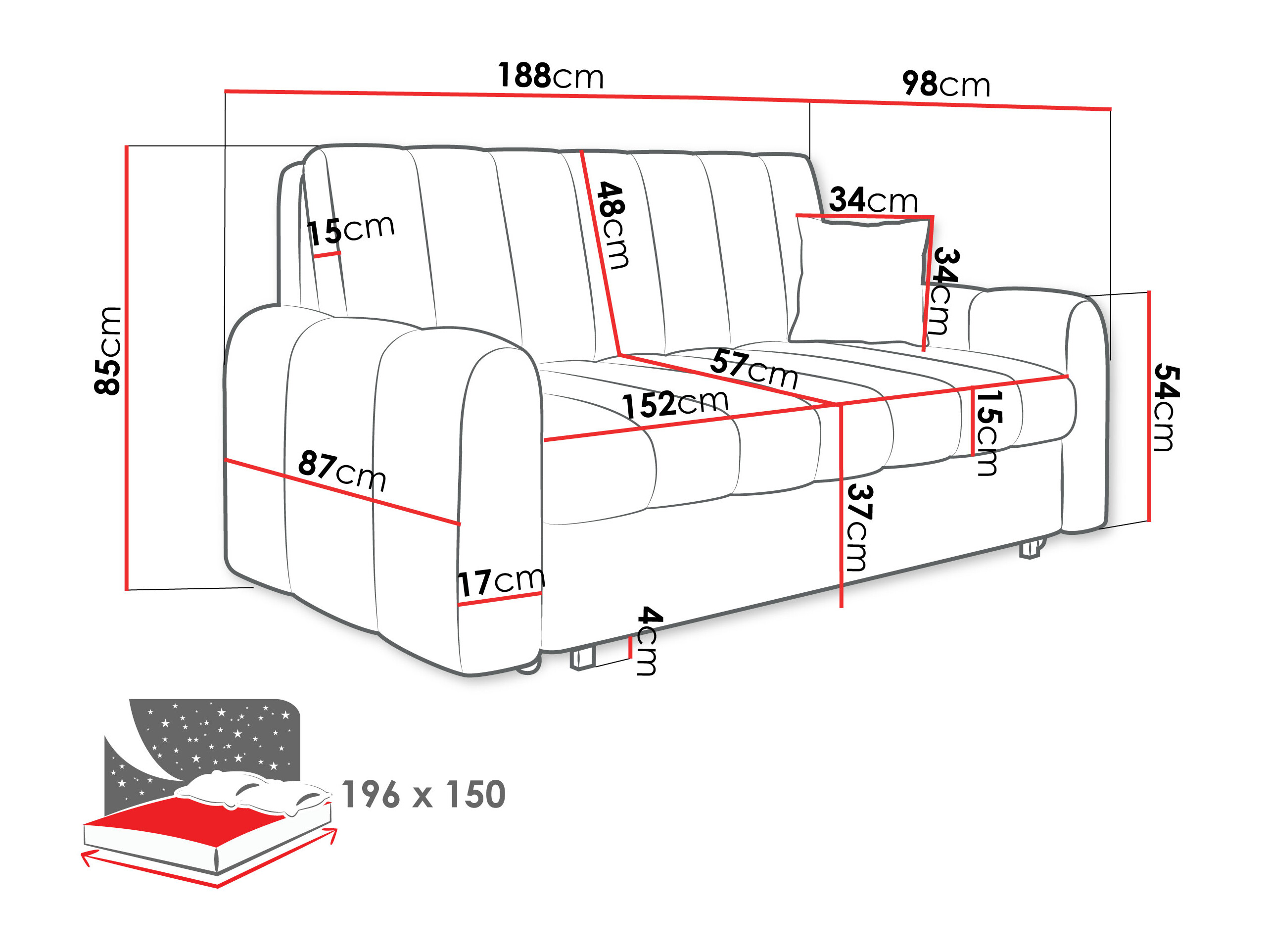 Sovesofa Columbus 265 (Lumo 30)
