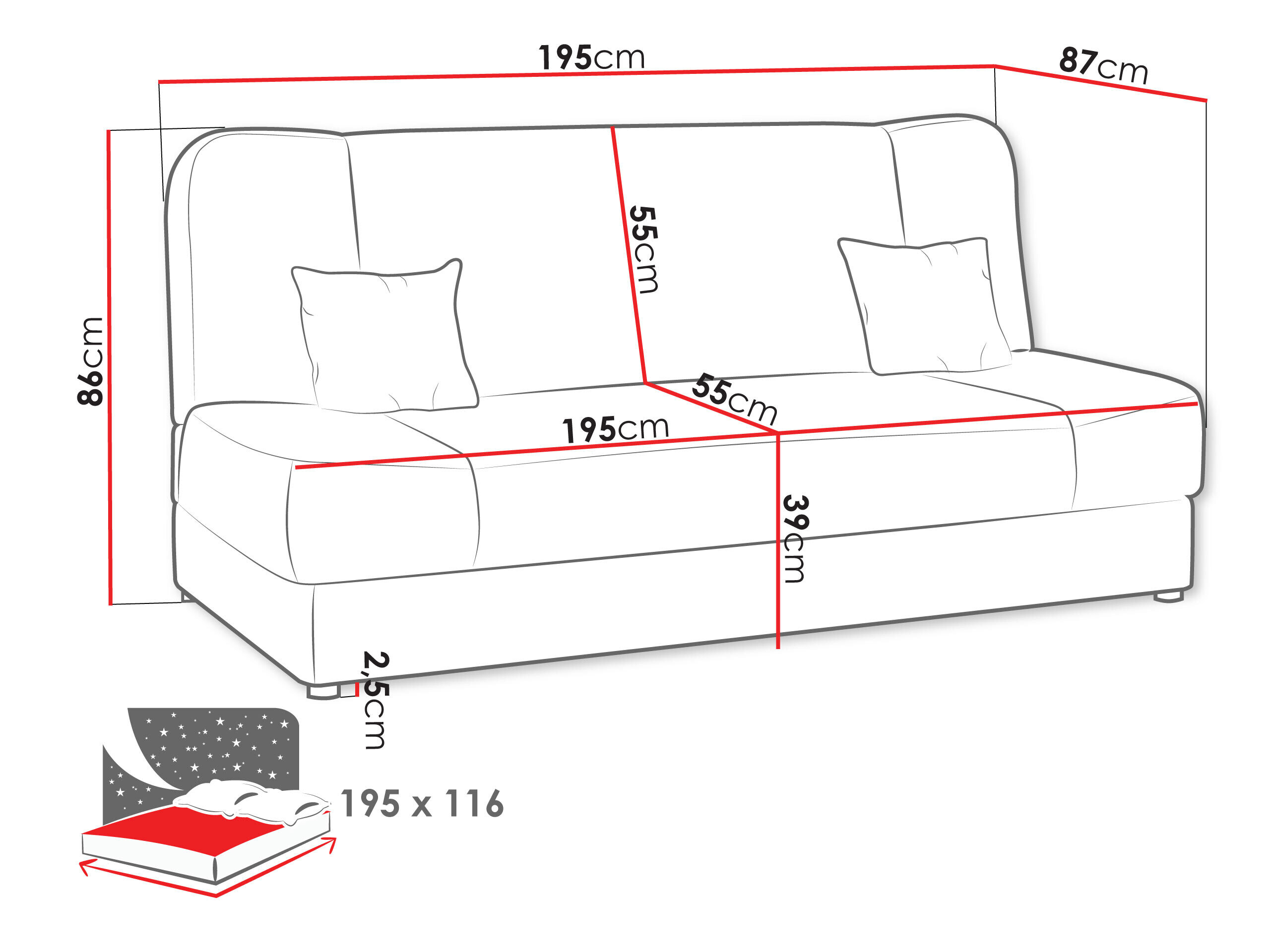 Sovesofa Comfivo Cera I (Alova 04 + Alova 46)