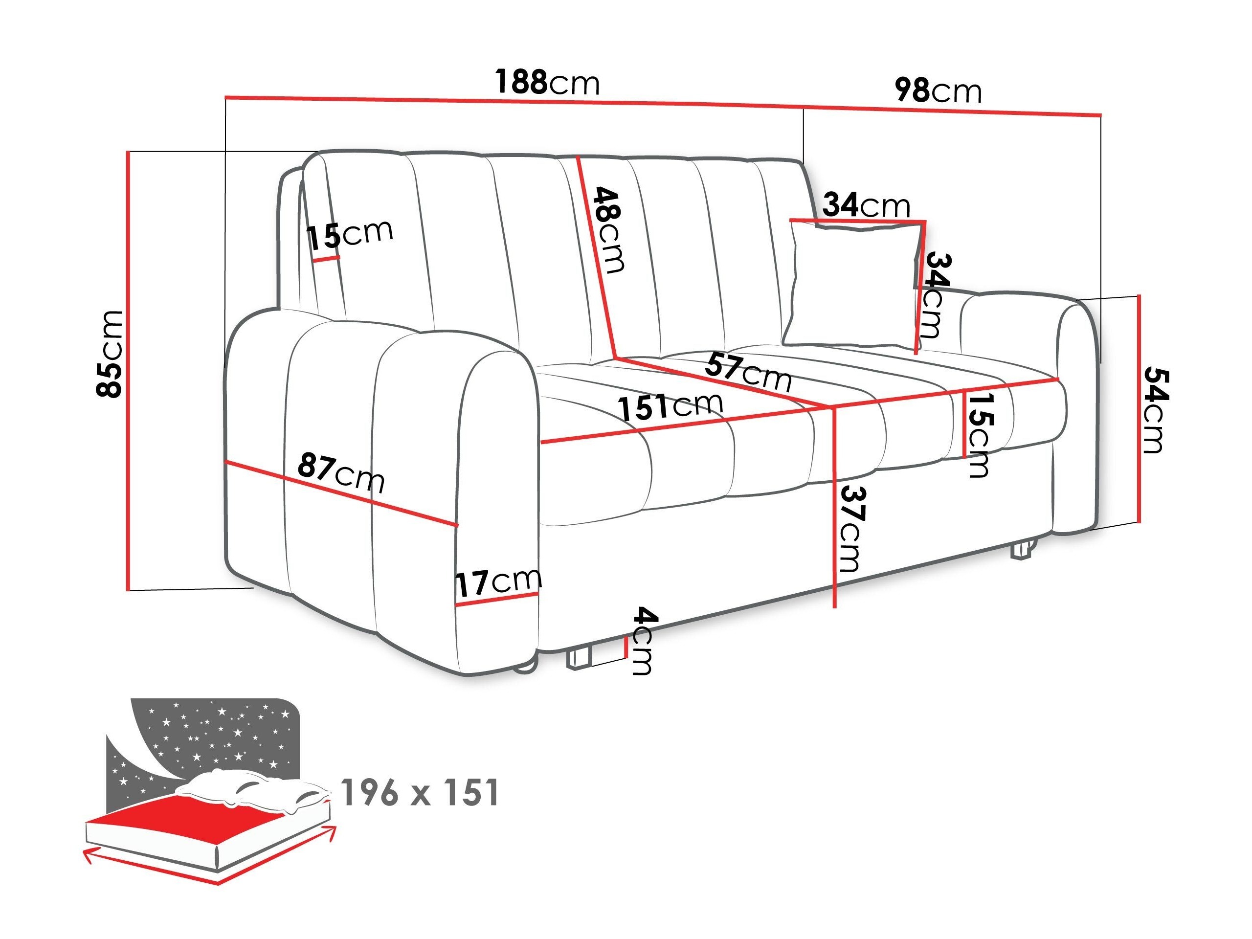 Sovesofa Columbus 265 (Lumo 30)