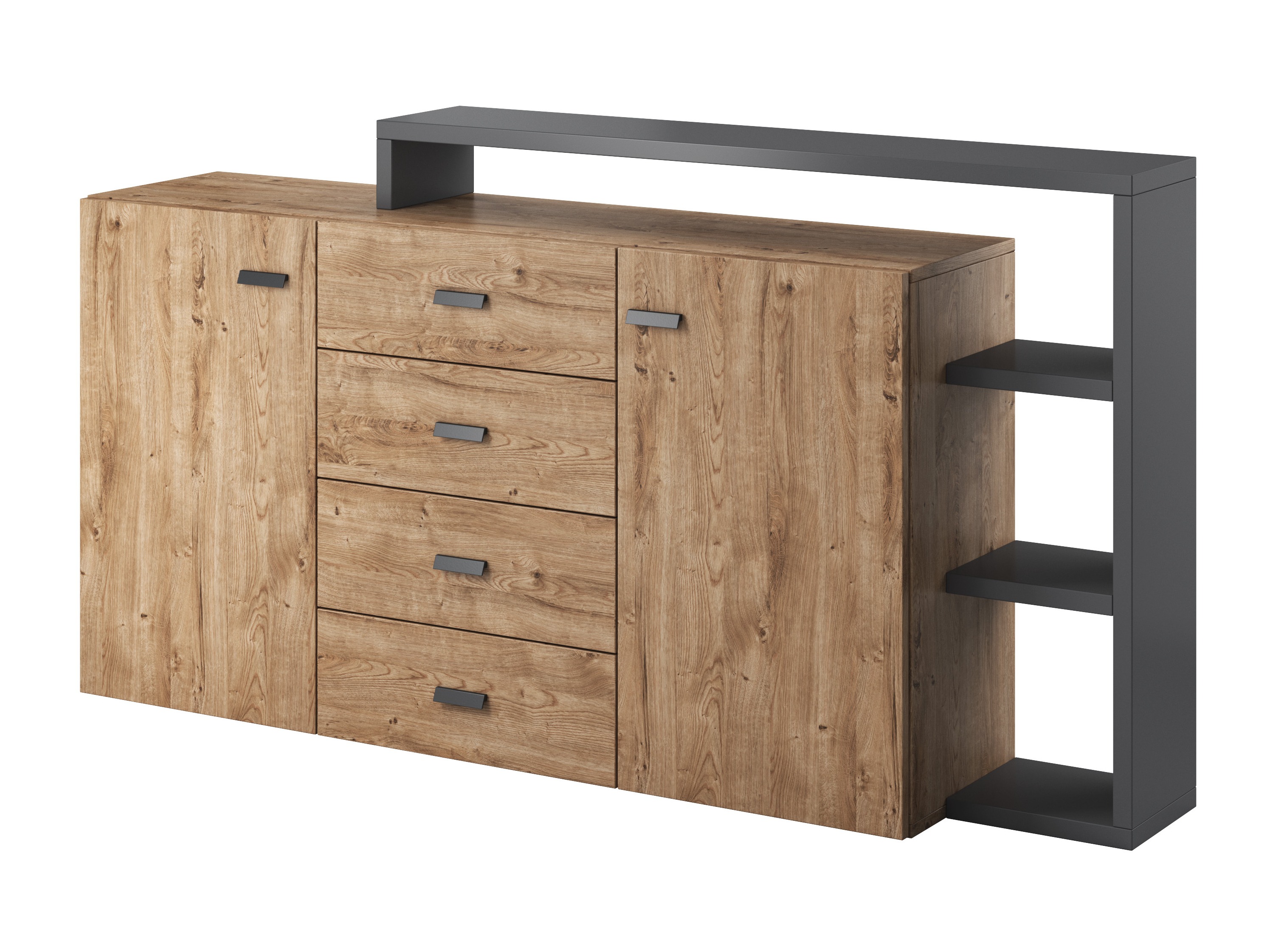 Kommode Lutiva 106 (Antracit + Ribbeck egetræ)