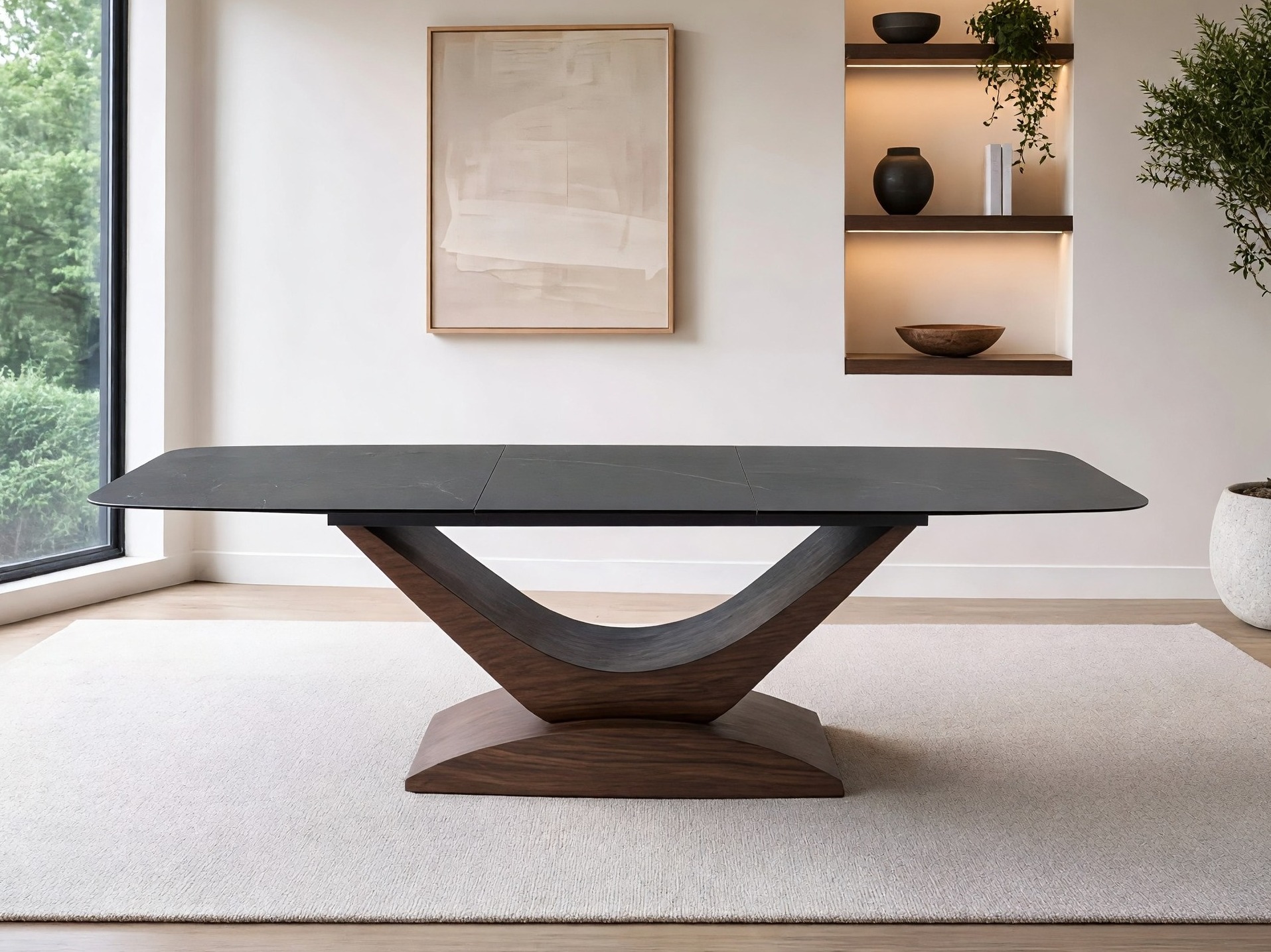 Bord Detroit 1001 (Valnød + Grå marmor)