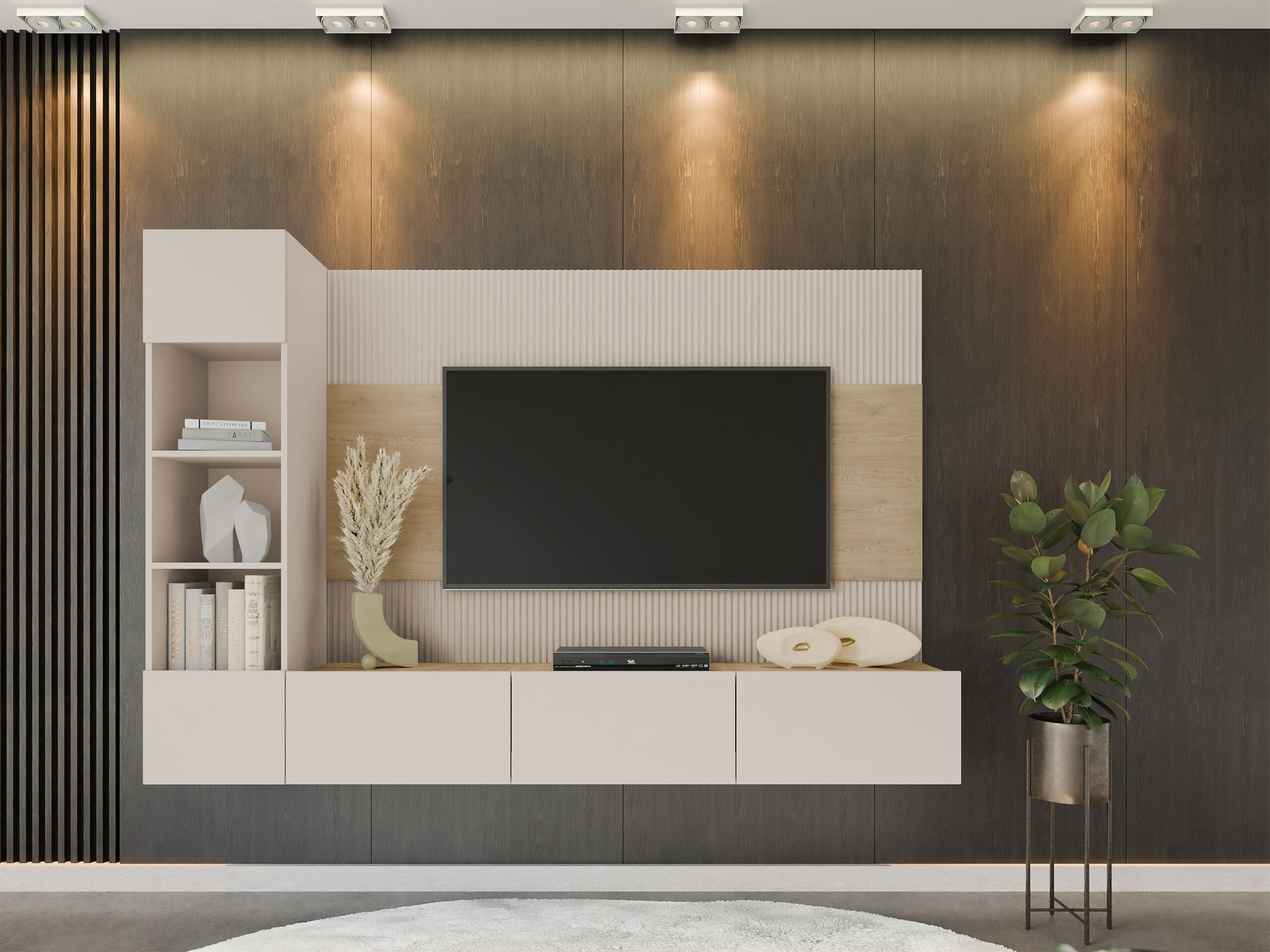 Stuemøbelsæt Comfivo Salix II (Beige + Egetræ)