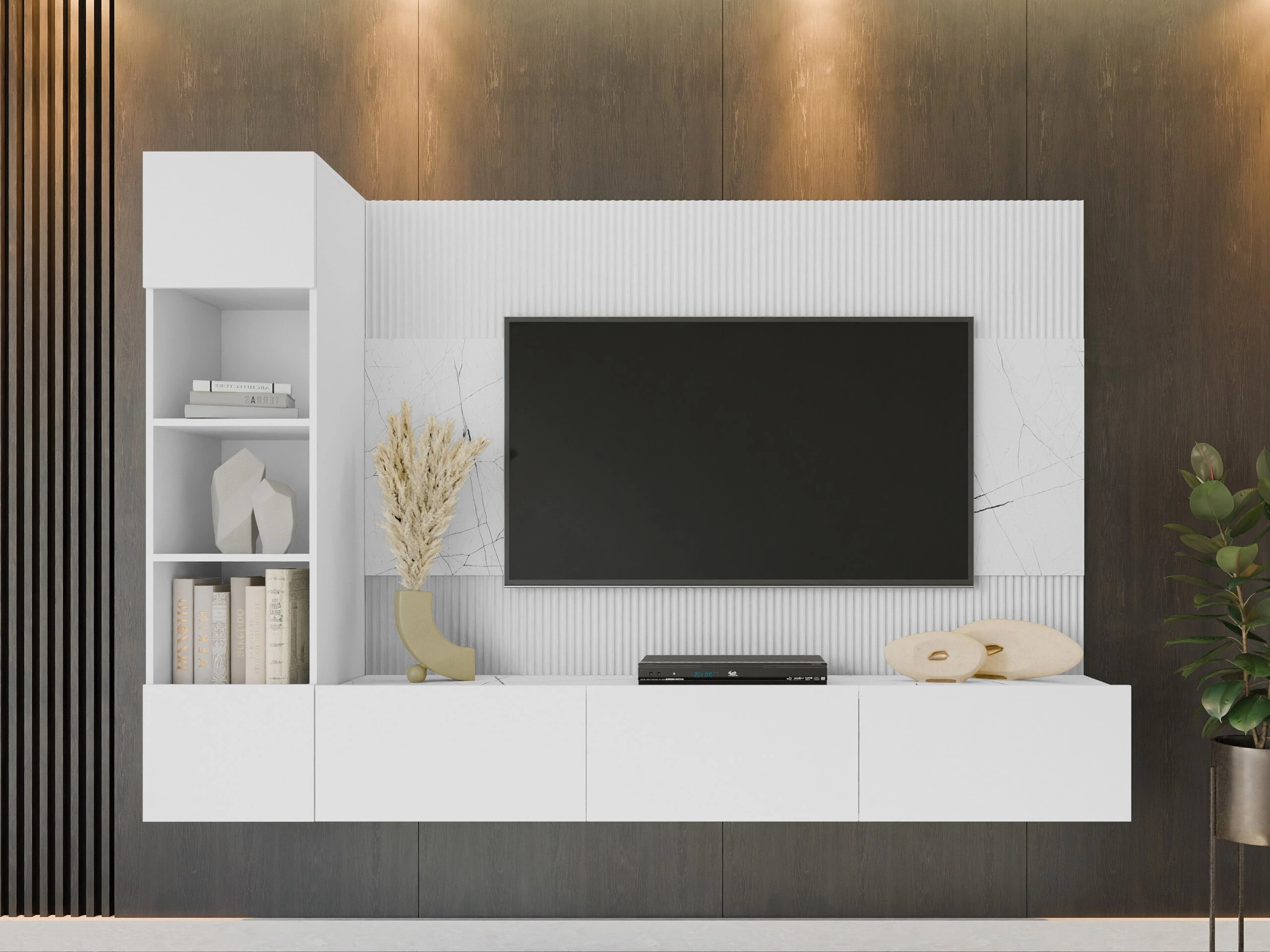 Stuemøbelsæt Comfivo Salix II (Hvid + Hvid marmor)
