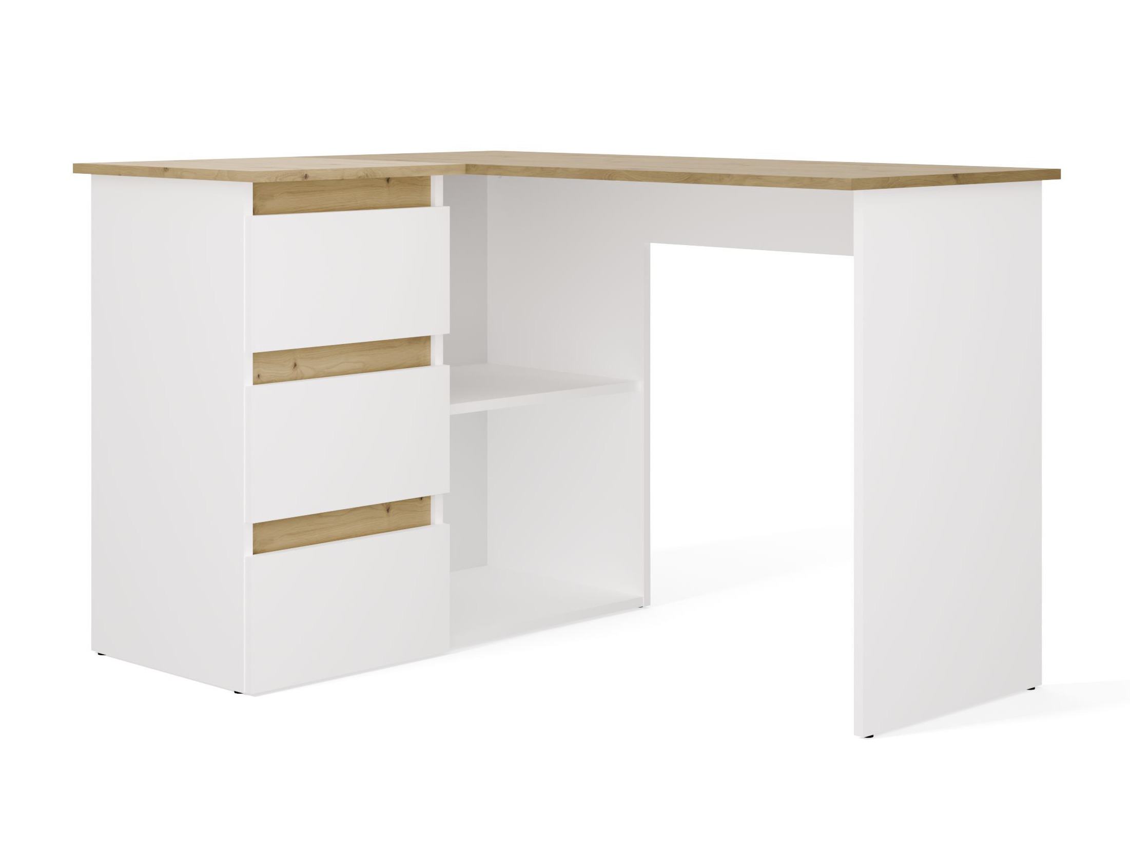 Hjørneskrivebord Mandeville 365 (Artisan eg + Hvid)